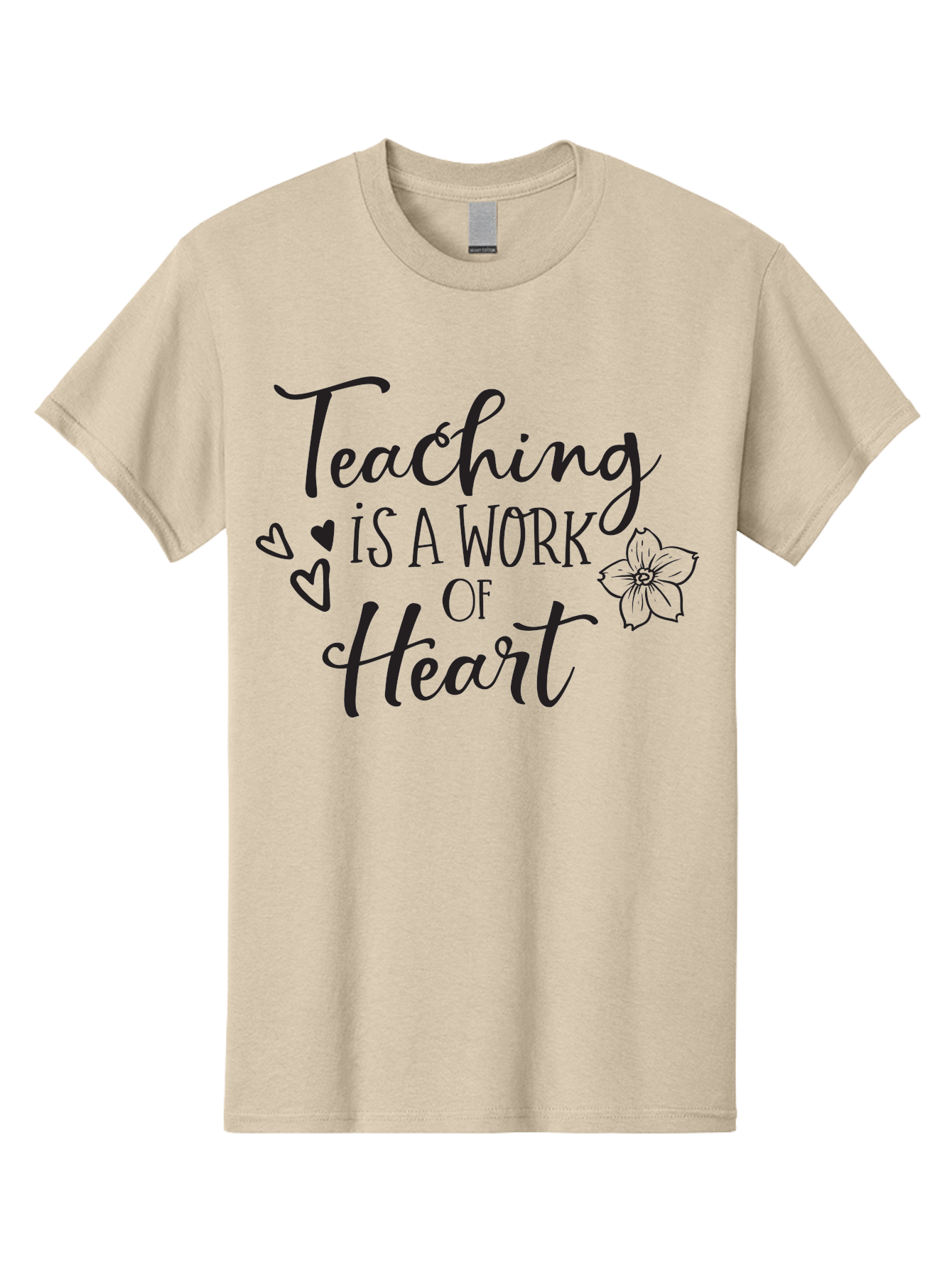 Teaching-Is-A-Work-Of-Heart Men'S Graphic Tee, 100% Cotton, Comfortable Casual Summer Wear, Machine Washable, Inspirational Quote, Teaching Profession, Heartfelt Dedication, Teacher Appreciation, Motivational Phrase, Educational Quotes, Aad223