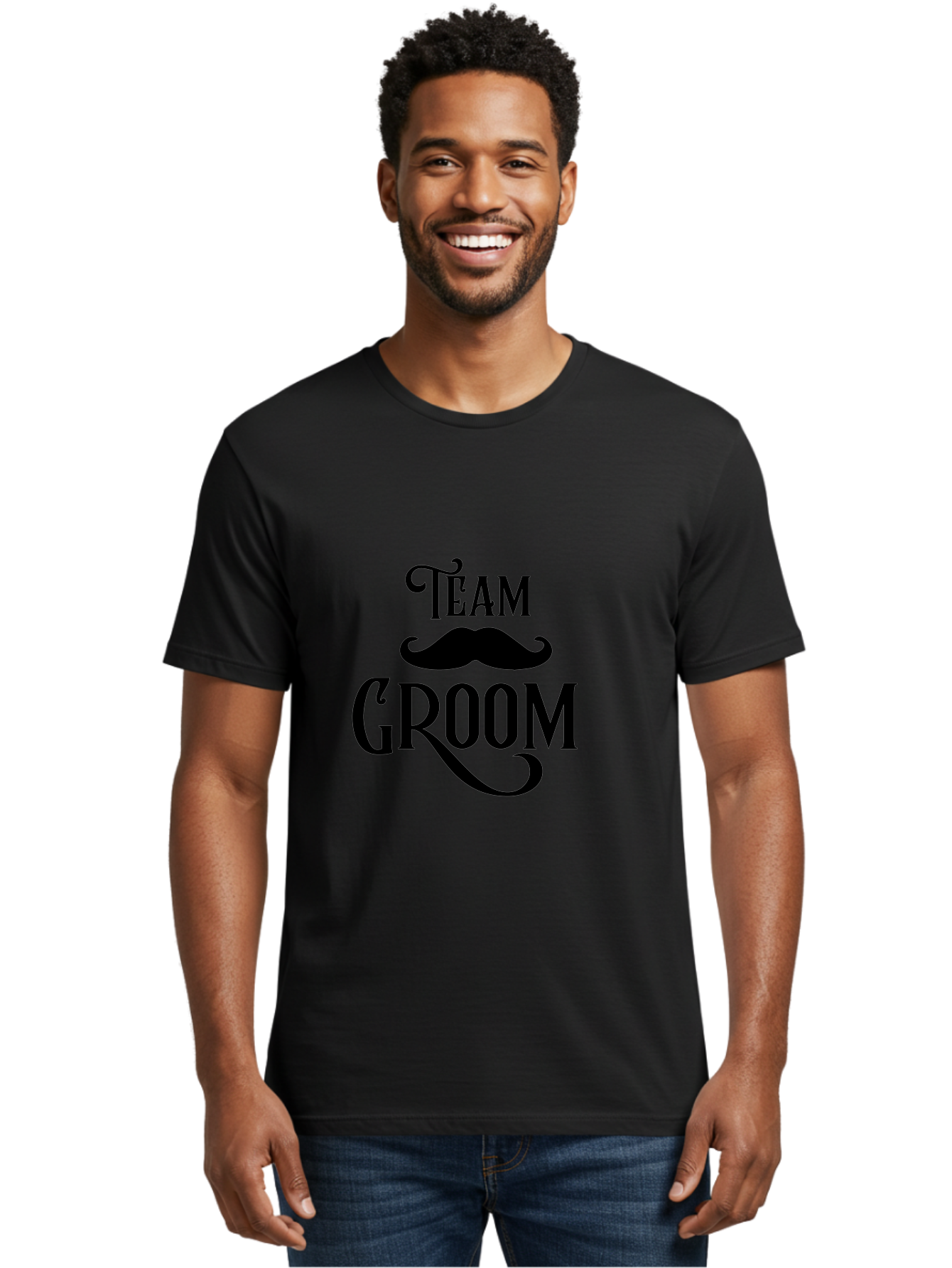 Team-Groom Men'S Graphic Tee, 100% Cotton, Comfortable Casual Summer Wear, Machine Washable, Team Groom, Wedding Party, Marriage Celebration, Mustache, Groom'S Squad, Wedding Accessories, Bridal Party, Wedding Theme Aad225