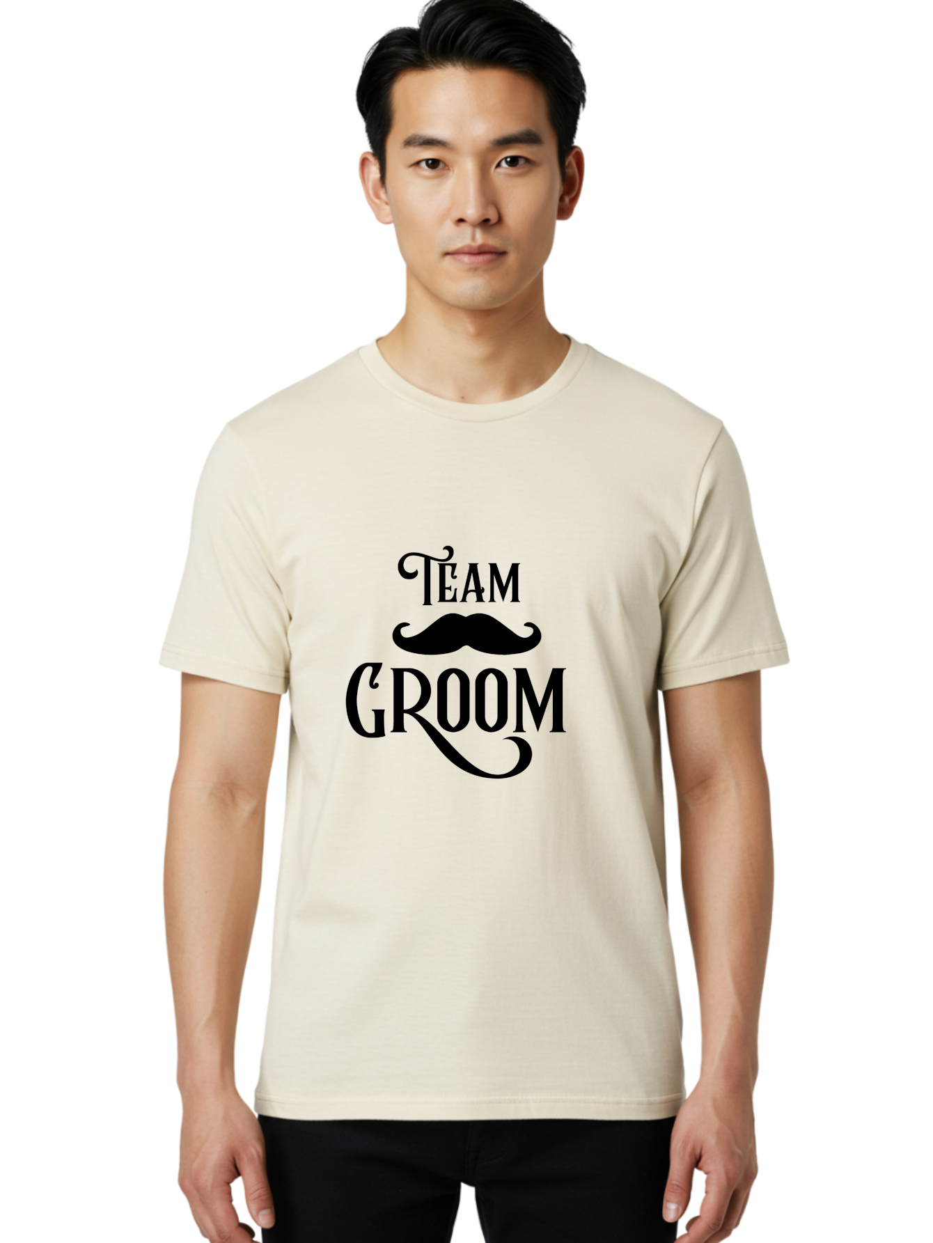 Team-Groom Men'S Graphic Tee, 100% Cotton, Comfortable Casual Summer Wear, Machine Washable, Team Groom, Wedding Party, Marriage Celebration, Mustache, Groom'S Squad, Wedding Accessories, Bridal Party, Wedding Theme Aad225