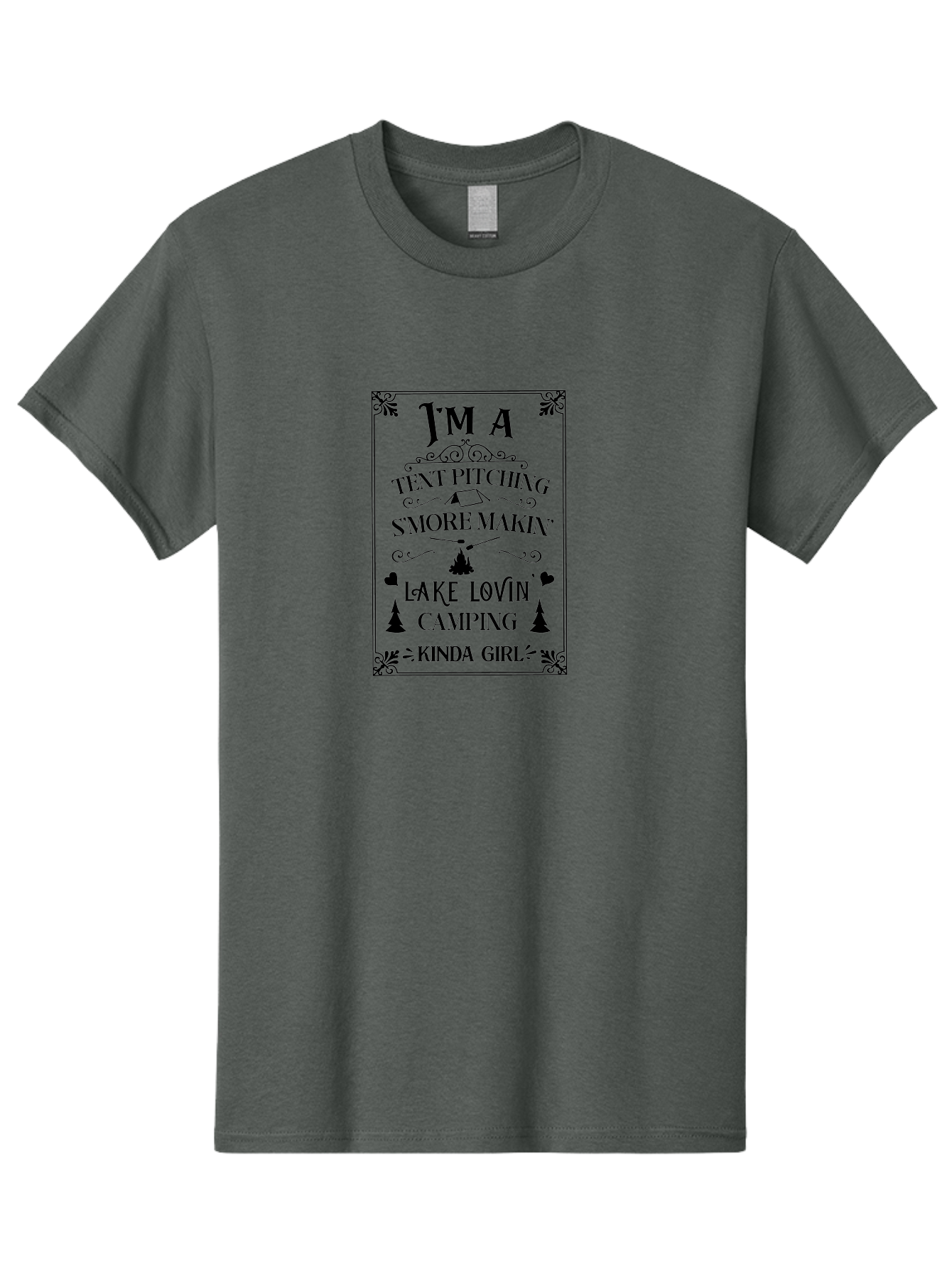 Tent-Pitching-S-More-Makin-Lake-Lovin-Camping-Kinda-Girl Men'S Graphic Tee, 100% Cotton, Comfortable Casual Summer Wear, Machine Washable, Camping Quotes, Outdoor Adventure, S'Mores Making, Lake Loving, Tent Pitching, Camping Enthusiast, Aad227