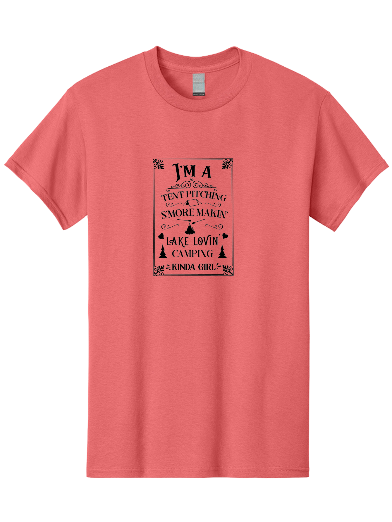Tent-Pitching-S-More-Makin-Lake-Lovin-Camping-Kinda-Girl Men'S Graphic Tee, 100% Cotton, Comfortable Casual Summer Wear, Machine Washable, Camping Quotes, Outdoor Adventure, S'Mores Making, Lake Loving, Tent Pitching, Camping Enthusiast, Aad227