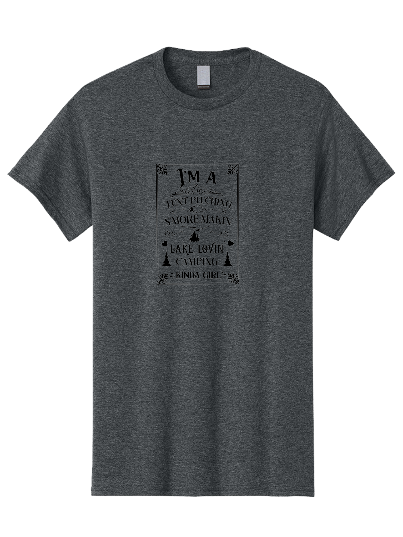 Tent-Pitching-S-More-Makin-Lake-Lovin-Camping-Kinda-Girl Men'S Graphic Tee, 100% Cotton, Comfortable Casual Summer Wear, Machine Washable, Camping Quotes, Outdoor Adventure, S'Mores Making, Lake Loving, Tent Pitching, Camping Enthusiast, Aad227