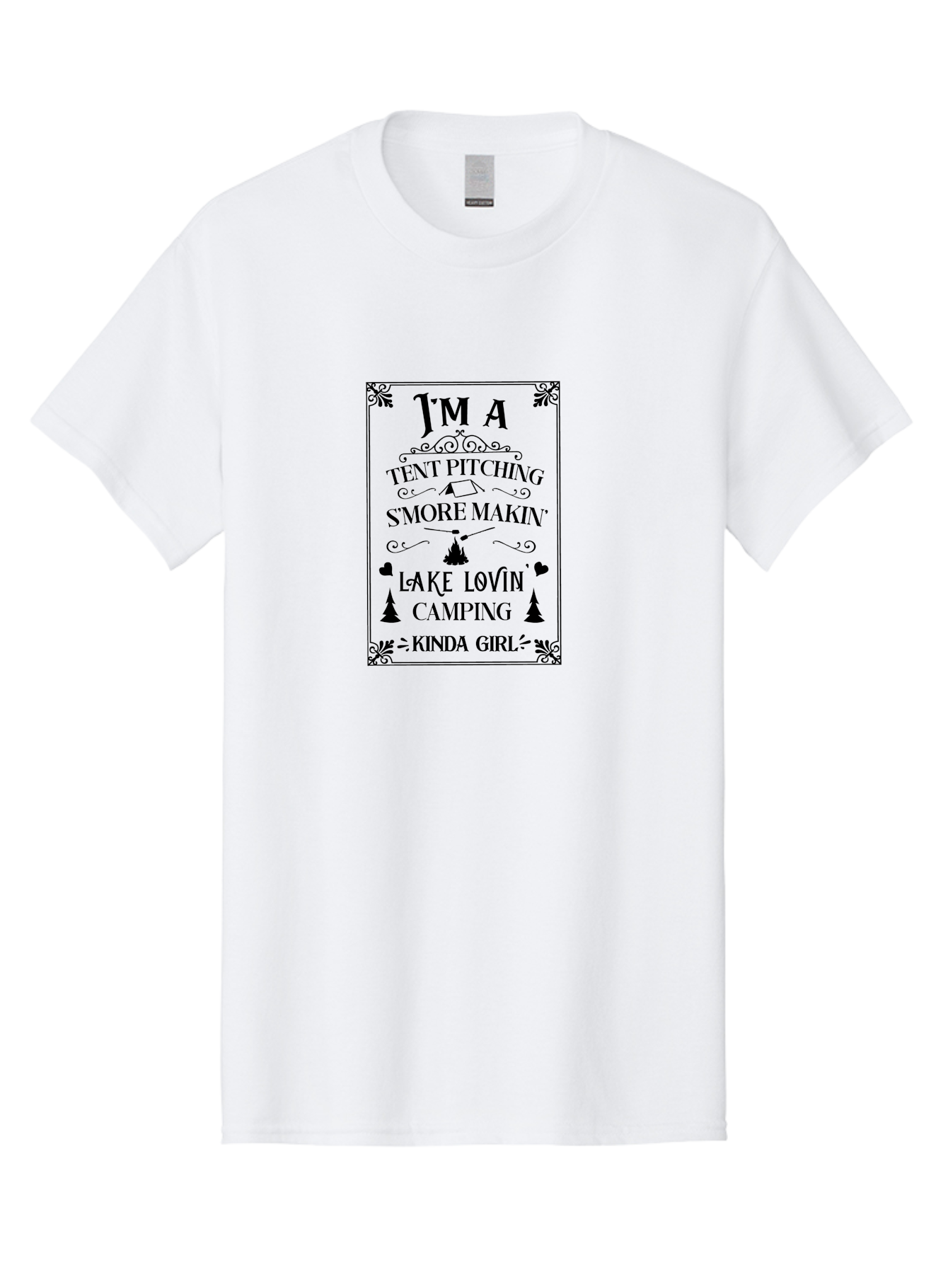 Tent-Pitching-S-More-Makin-Lake-Lovin-Camping-Kinda-Girl Men'S Graphic Tee, 100% Cotton, Comfortable Casual Summer Wear, Machine Washable, Camping Quotes, Outdoor Adventure, S'Mores Making, Lake Loving, Tent Pitching, Camping Enthusiast, Aad227