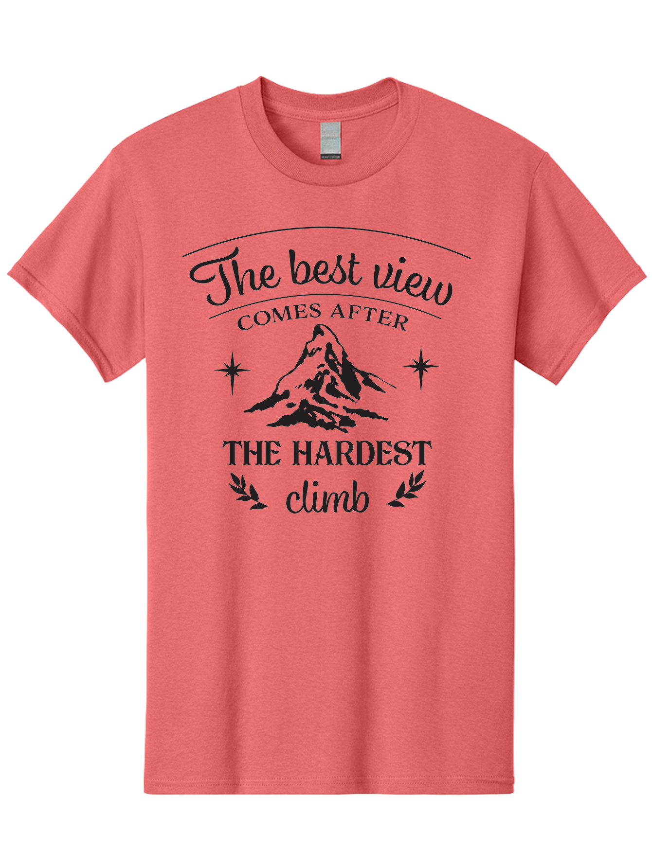 The-Best-View-Comes-After-The-Hardest-Climb Men'S Graphic Tee, 100% Cotton, Comfortable Casual Summer Wear, Machine Washable, Motivational Quote, Inspirational Message, Mountain Climbing, Perseverance, Success, Achievement, Fitness, Wellness Aad230