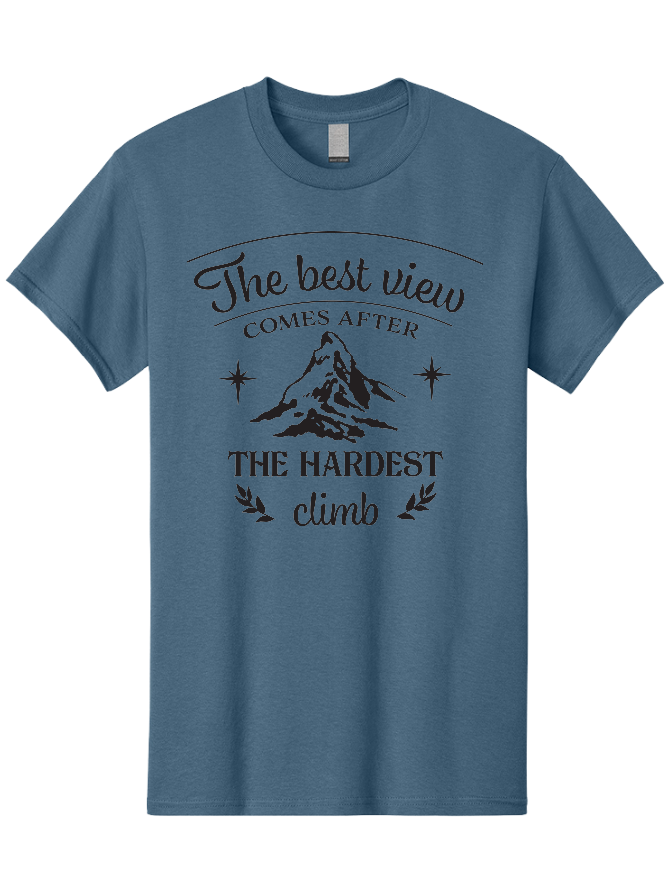 The-Best-View-Comes-After-The-Hardest-Climb Men'S Graphic Tee, 100% Cotton, Comfortable Casual Summer Wear, Machine Washable, Motivational Quote, Inspirational Message, Mountain Climbing, Perseverance, Success, Achievement, Fitness, Wellness Aad230
