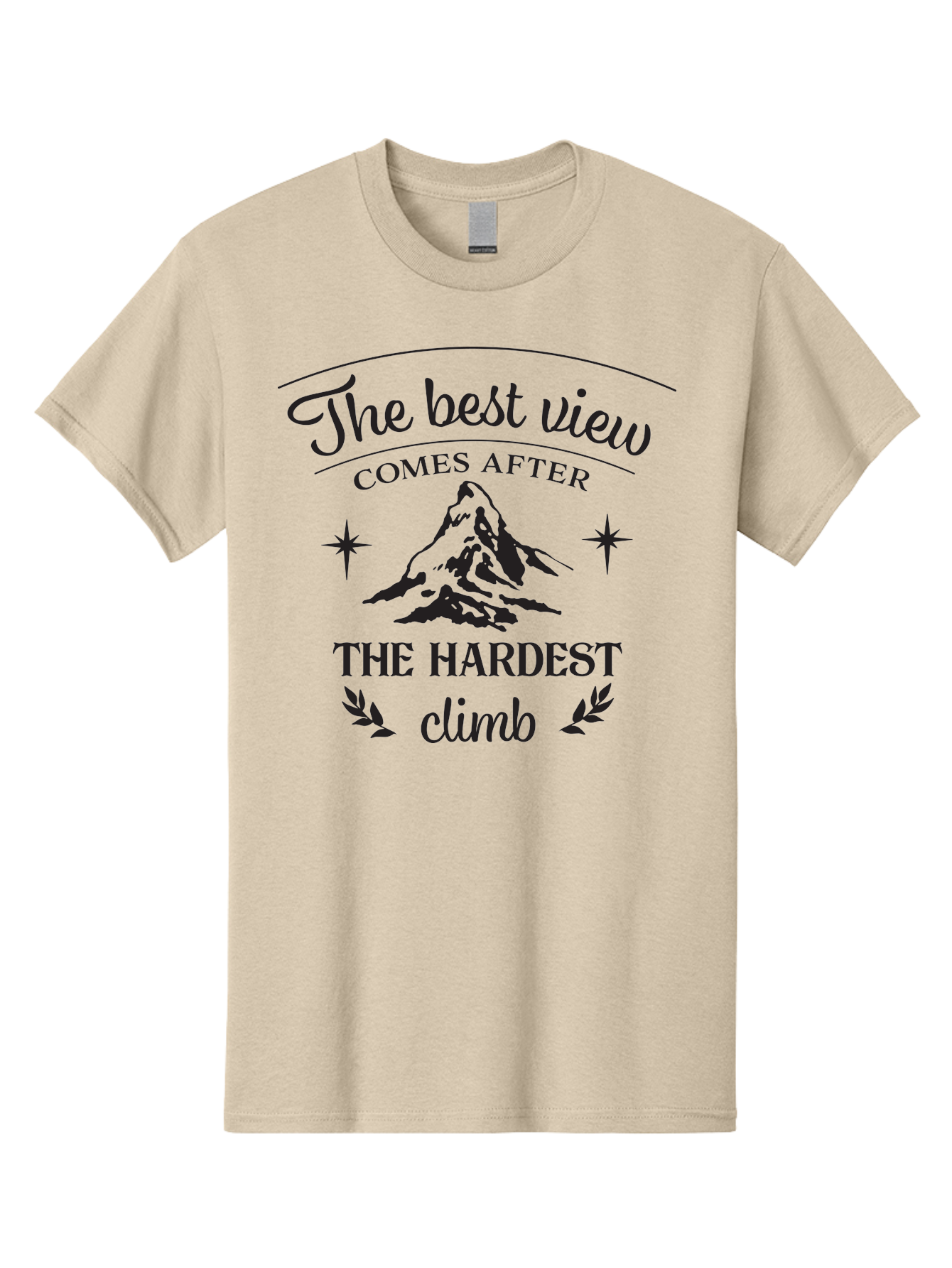 The-Best-View-Comes-After-The-Hardest-Climb Men'S Graphic Tee, 100% Cotton, Comfortable Casual Summer Wear, Machine Washable, Motivational Quote, Inspirational Message, Mountain Climbing, Perseverance, Success, Achievement, Fitness, Wellness Aad230