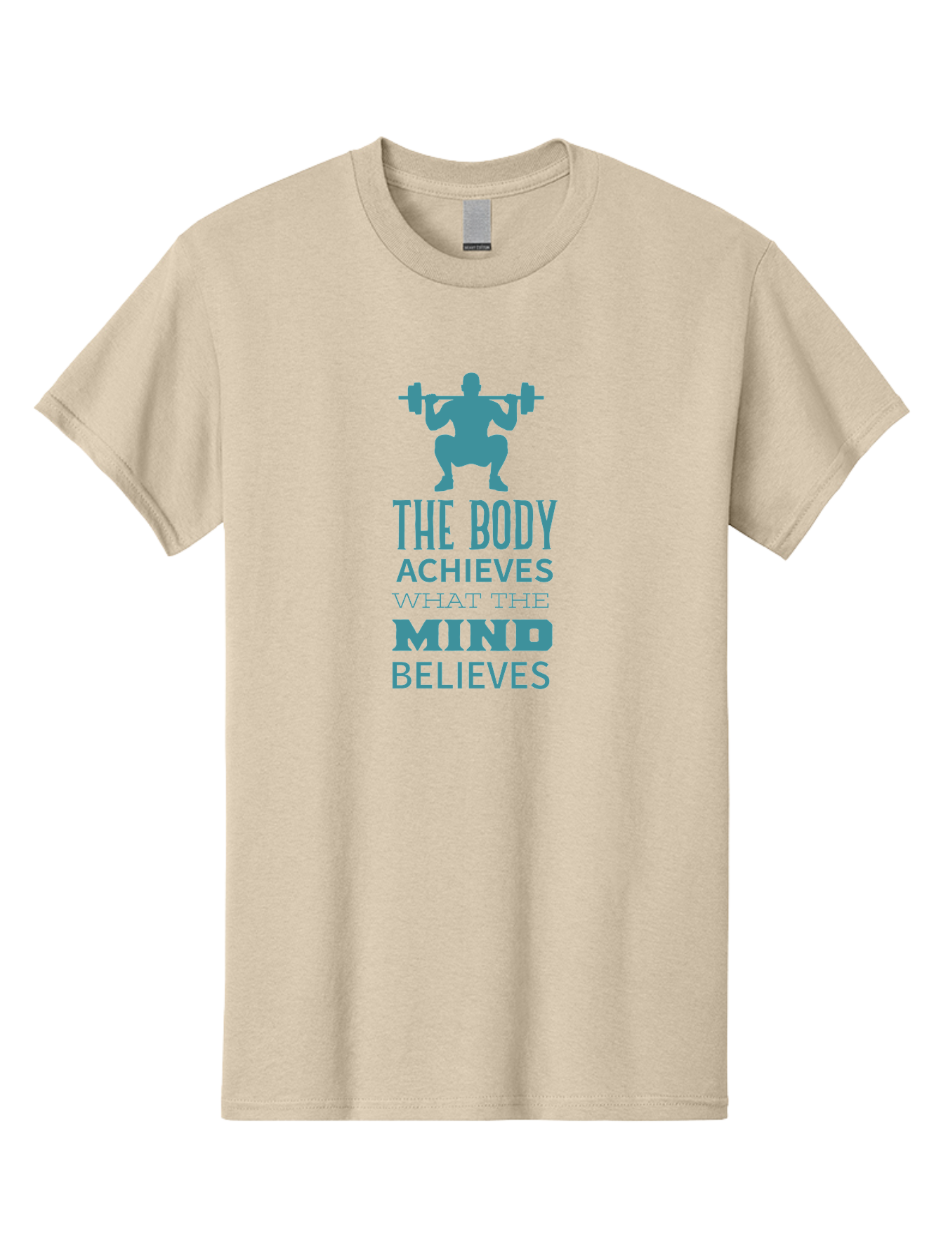 The-Body-Achieves-What-The-Mind-Believes Men'S Graphic Tee, 100% Cotton, Comfortable Casual Summer Wear, Machine Washable, Motivational Quote, Weightlifting, Fitness Inspiration, Bodybuilding, Mental Toughness, Workout Motivation, Gym Quotes, Aad231