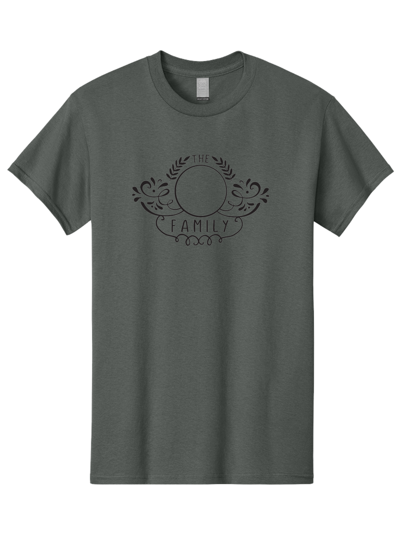 The-Family-1 Men'S Graphic Tee, 100% Cotton, Comfortable Casual Summer Wear, Machine Washable, Family Emblem, Ornate Design, Floral Patterns, Decorative Typography, Vintage Style, Personalized Crest, Custom Monogram, Floral Wreath, Aad232