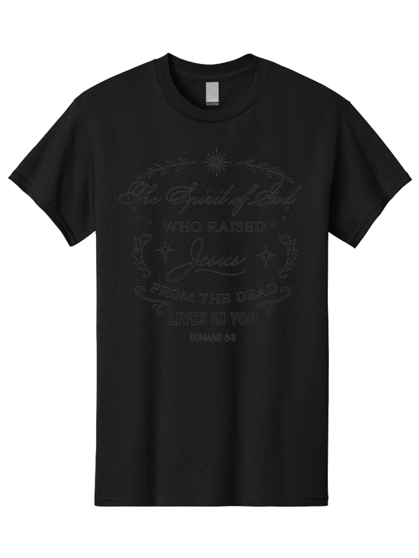 The-Spirit-Of-God-Who-Raised-Jesus Men'S Graphic Tee, 100% Cotton, Comfortable Casual Summer Wear, Machine Washable, Christian Inspirational Quote, Romans 8:11, Jesus Christ Resurrection, Spiritual Guidance, Faith-Based Message, Aad238