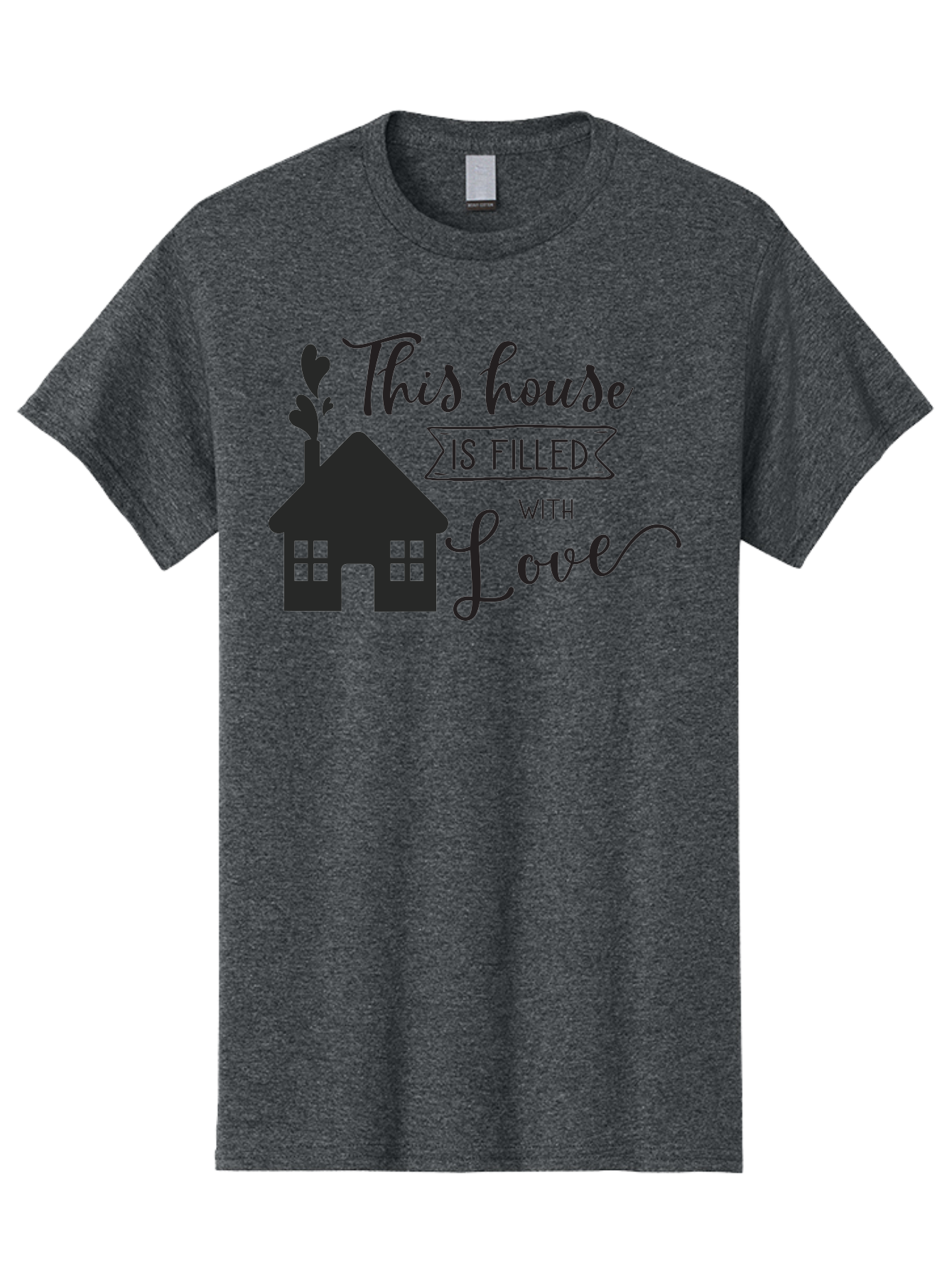 This-House-Is-Filled-With-Love Men'S Graphic Tee, 100% Cotton, Comfortable Casual Summer Wear, Machine Washable, Love-Filled Home, Family Values, Home Sweet Home, Heartwarming Quotes, Cozy Atmosphere, Loving Sentiment, Home Decor Inspiration Aad245