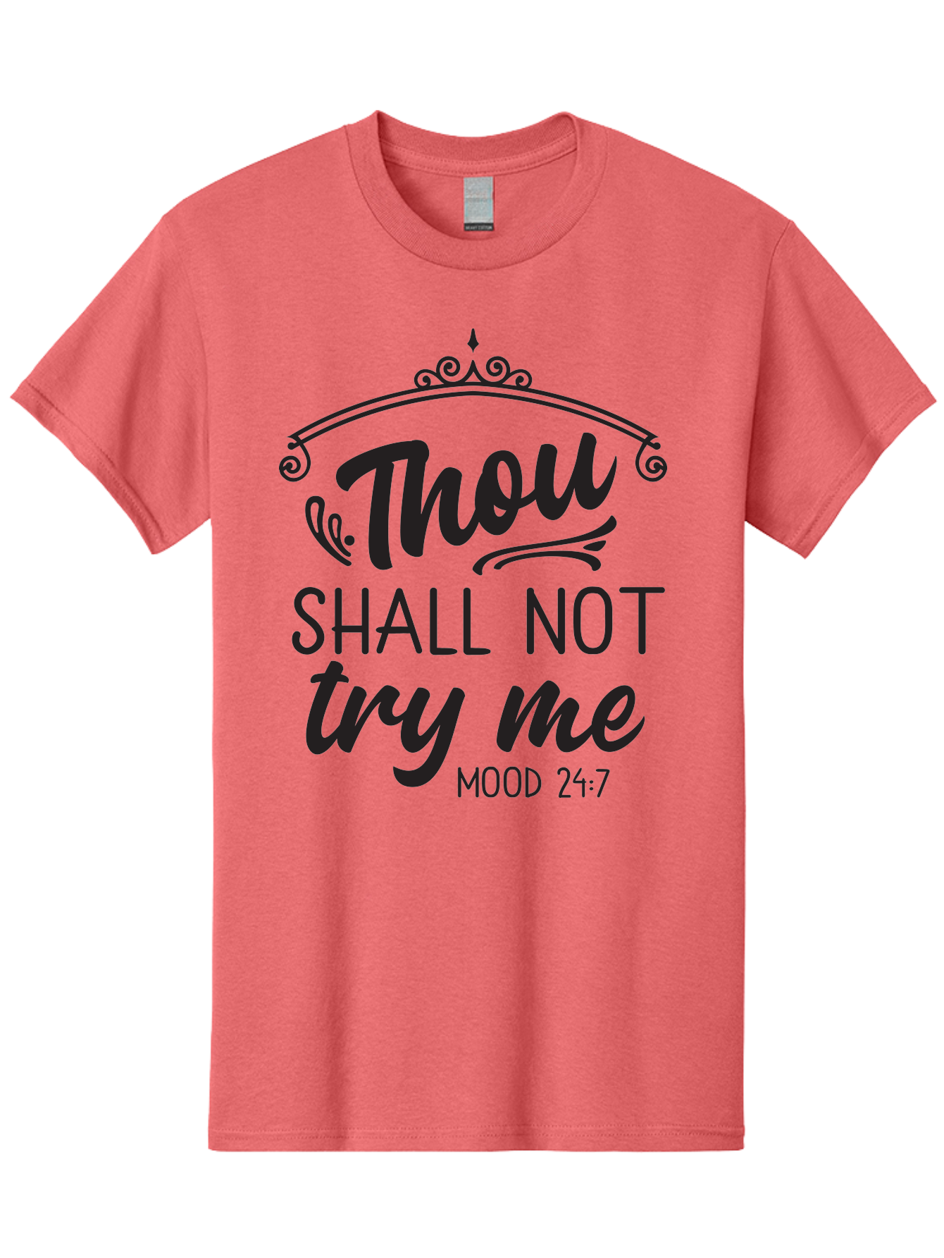 Thou-Shall-Not-Try-Me Men'S Graphic Tee, 100% Cotton, Comfortable Casual Summer Wear, Machine Washable, Inspirational Quote, Motivational Phrase, Black Text, Decorative Typography, Funny Saying, Humorous Design, Unique Phrase, Quirky Humor Aad250
