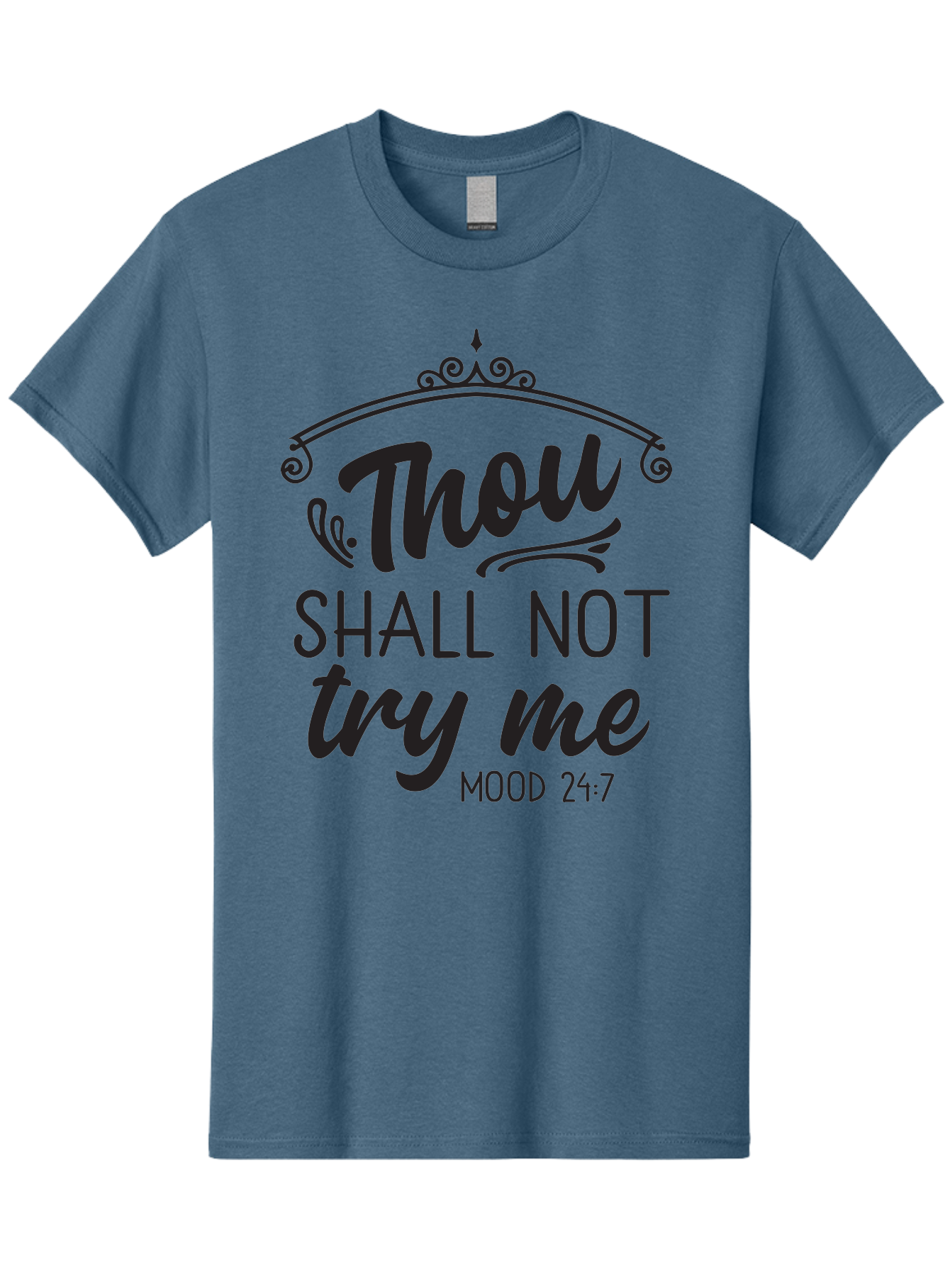 Thou-Shall-Not-Try-Me Men'S Graphic Tee, 100% Cotton, Comfortable Casual Summer Wear, Machine Washable, Inspirational Quote, Motivational Phrase, Black Text, Decorative Typography, Funny Saying, Humorous Design, Unique Phrase, Quirky Humor Aad250