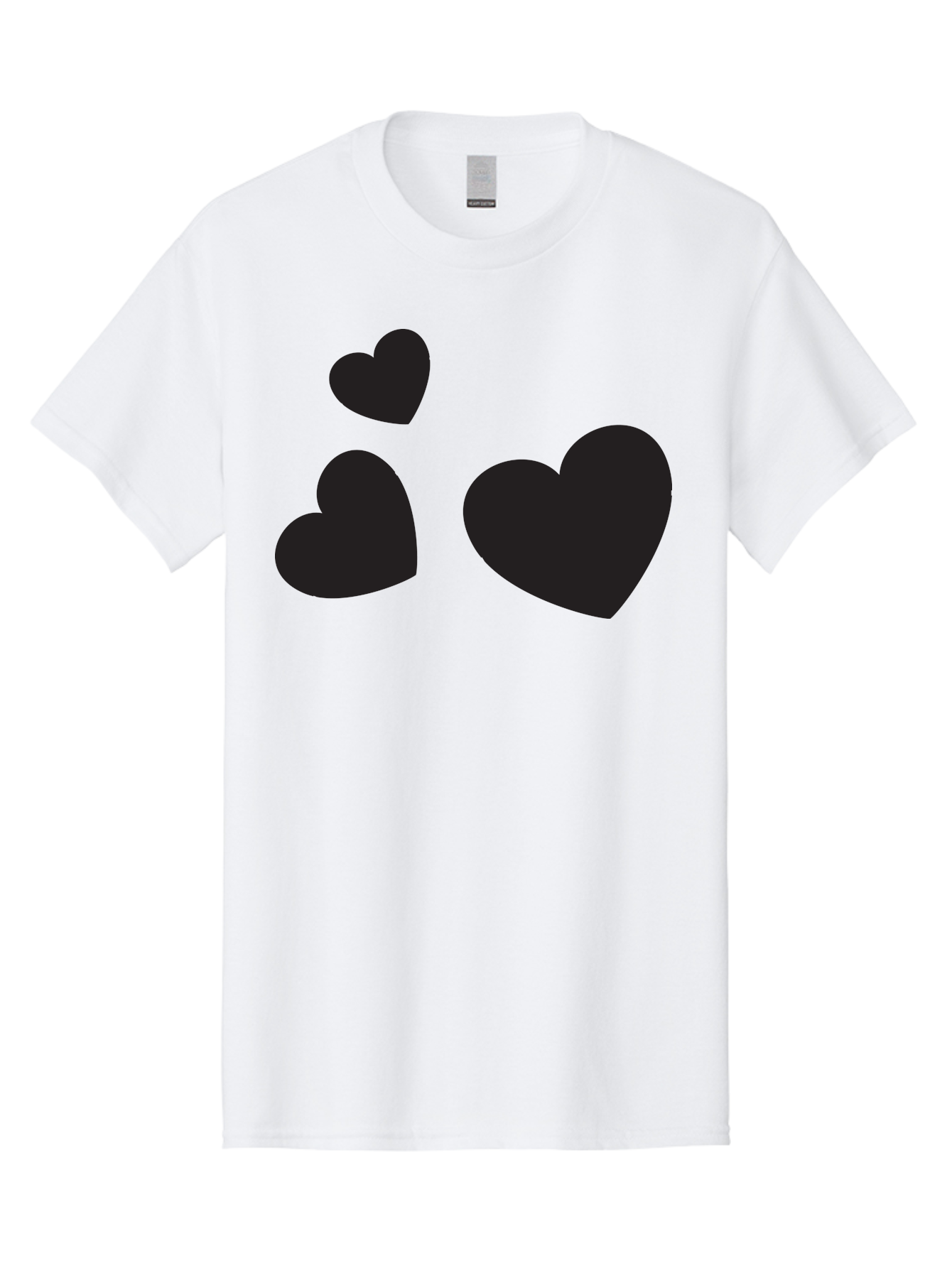 Three-Black-Hearts Men'S Graphic Tee, 100% Cotton, Comfortable Casual Summer Wear, Machine Washable, Love Symbols, Heart Icons, Minimalist Design, Simple Shapes, Black Silhouettes, Romance, Love Hearts, Heart Shapes Aad251