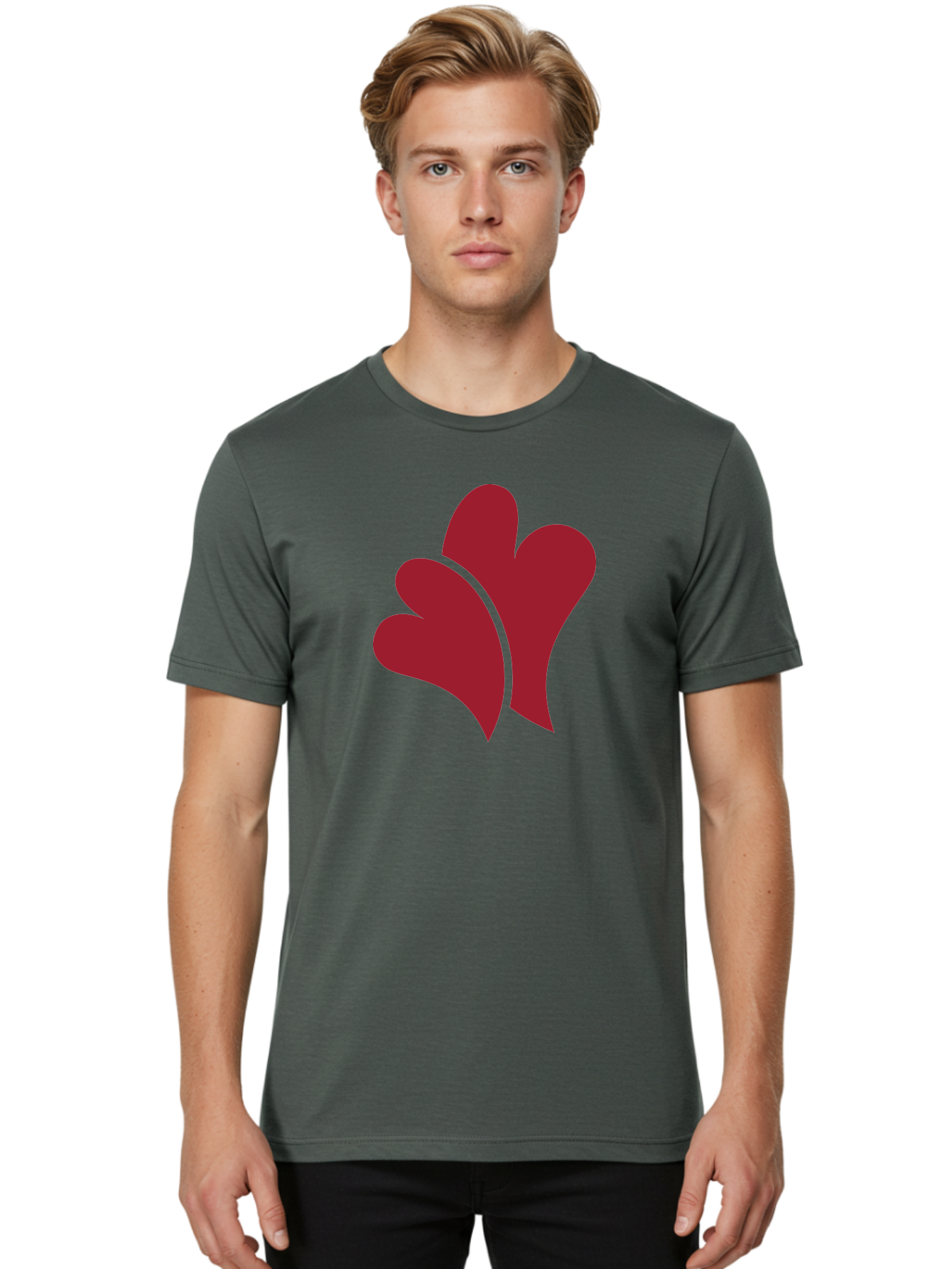 Three-Hearts-1 Men'S Graphic Tee, 100% Cotton, Comfortable Casual Summer Wear, Machine Washable, Three Red Hearts, Love Symbol, Heart Design, Red Color Scheme, Minimalist Art, Simple Shapes, Heart Illustration, Abstract Hearts, Symbol Of Love, Aad252