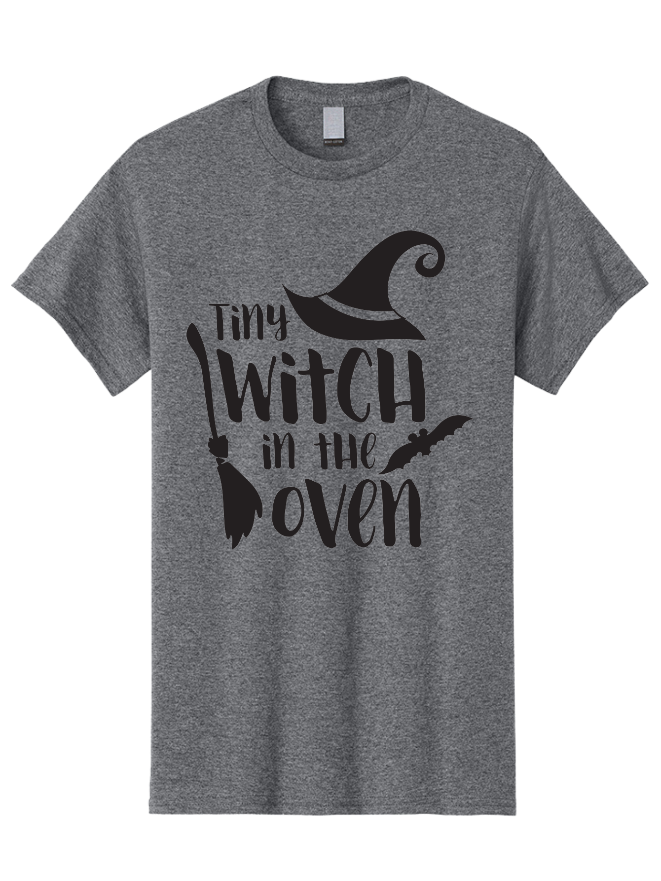 Tiny-Witch-In-The-Oven Men'S Graphic Tee, 100% Cotton, Comfortable Casual Summer Wear, Machine Washable, Halloween Quote, Funny Pregnancy Announcement, Tiny Witch, Broomstick, Witch Hat, Bats, Pregnancy Reveal, Halloween Pregnancy, Aad258