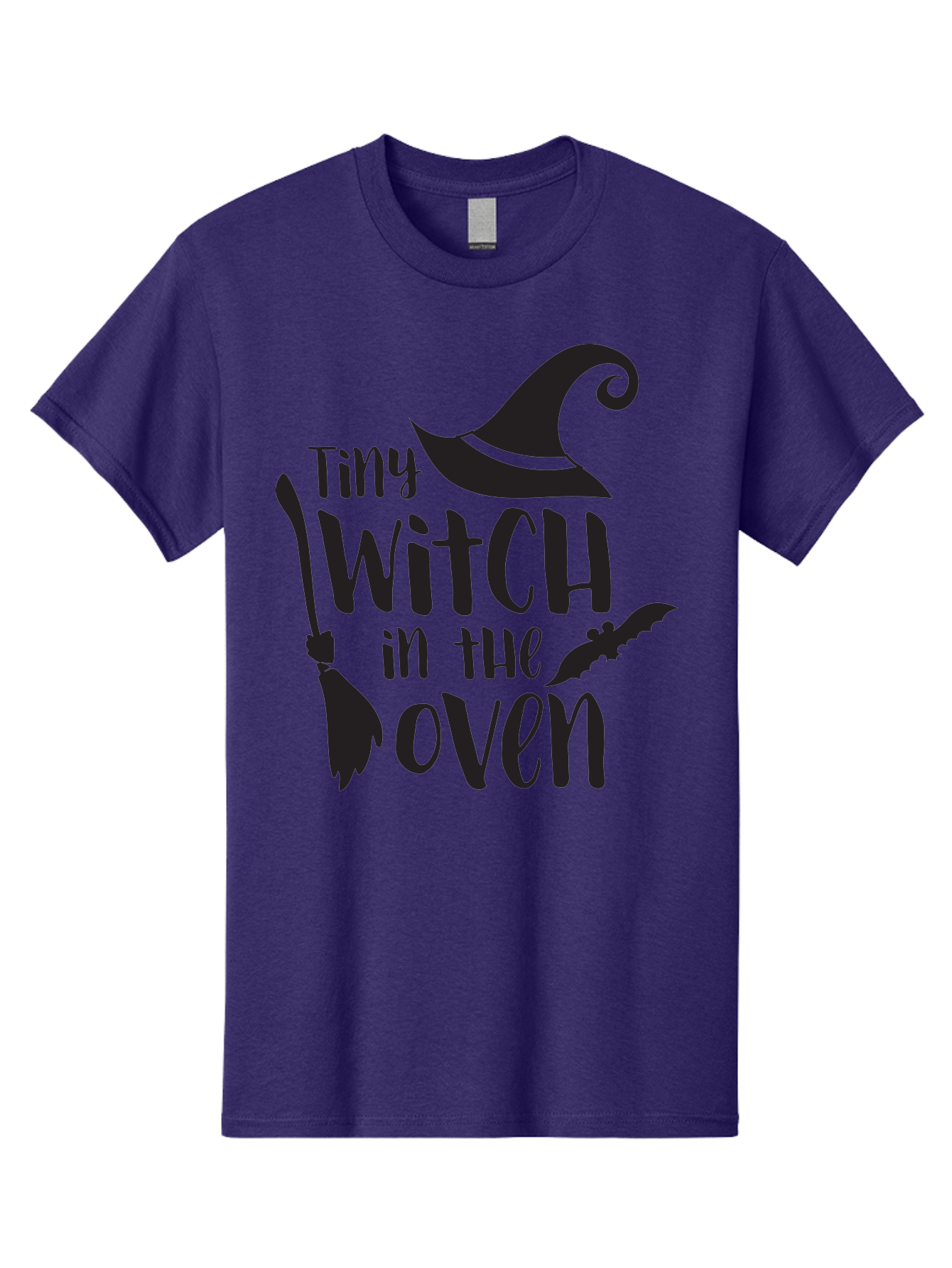 Tiny-Witch-In-The-Oven Men'S Graphic Tee, 100% Cotton, Comfortable Casual Summer Wear, Machine Washable, Halloween Quote, Funny Pregnancy Announcement, Tiny Witch, Broomstick, Witch Hat, Bats, Pregnancy Reveal, Halloween Pregnancy, Aad258