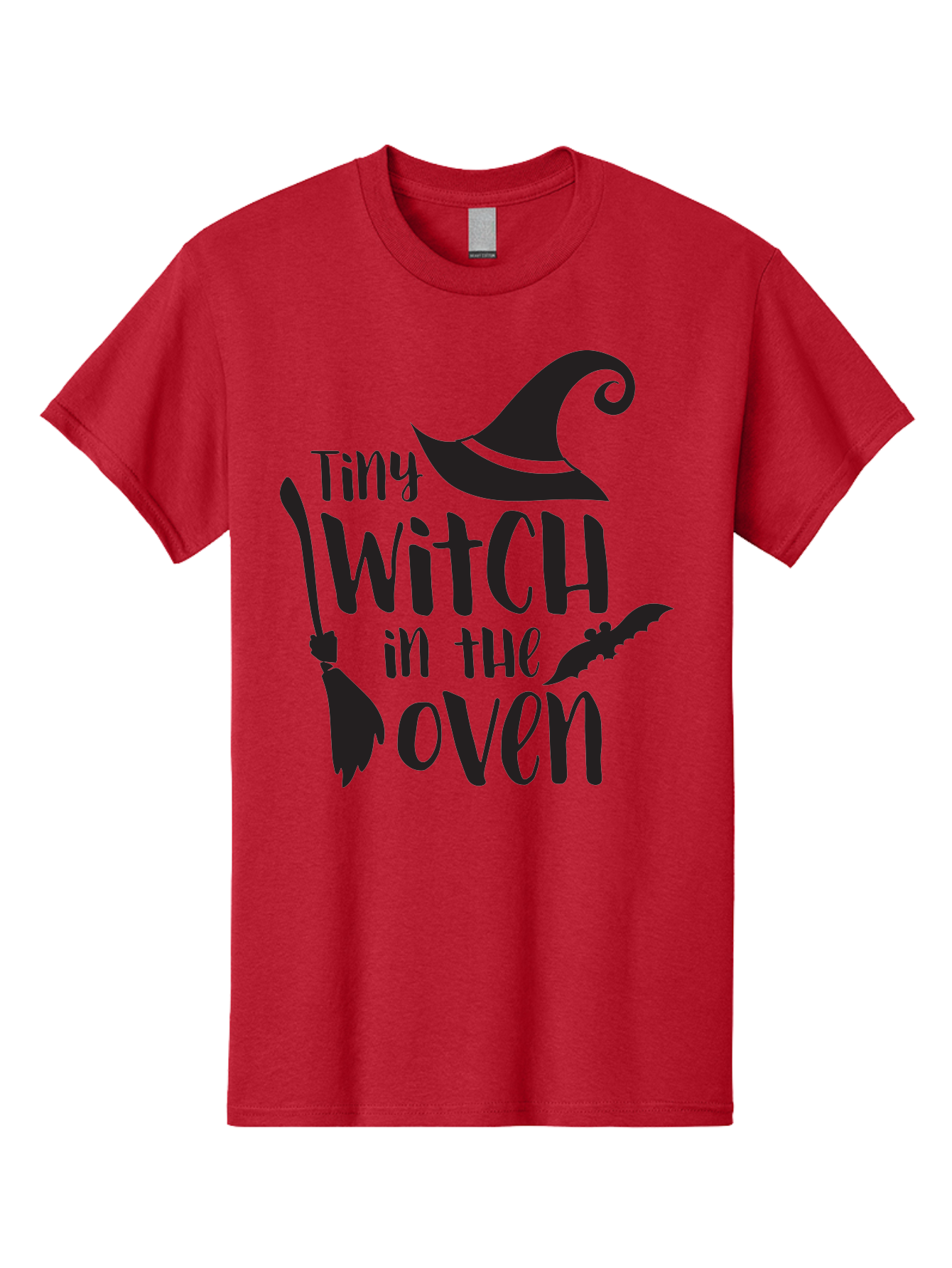 Tiny-Witch-In-The-Oven Men'S Graphic Tee, 100% Cotton, Comfortable Casual Summer Wear, Machine Washable, Halloween Quote, Funny Pregnancy Announcement, Tiny Witch, Broomstick, Witch Hat, Bats, Pregnancy Reveal, Halloween Pregnancy, Aad258