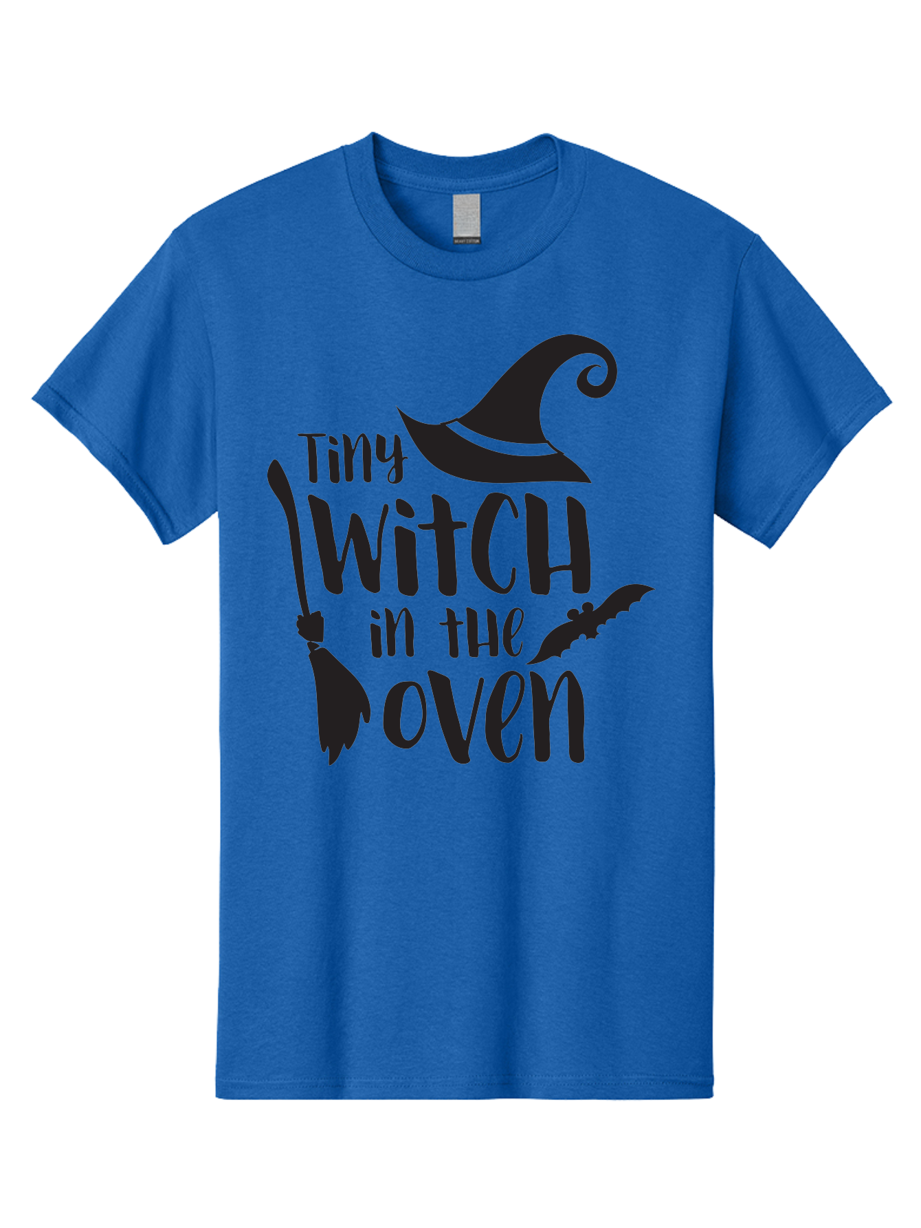 Tiny-Witch-In-The-Oven Men'S Graphic Tee, 100% Cotton, Comfortable Casual Summer Wear, Machine Washable, Halloween Quote, Funny Pregnancy Announcement, Tiny Witch, Broomstick, Witch Hat, Bats, Pregnancy Reveal, Halloween Pregnancy, Aad258