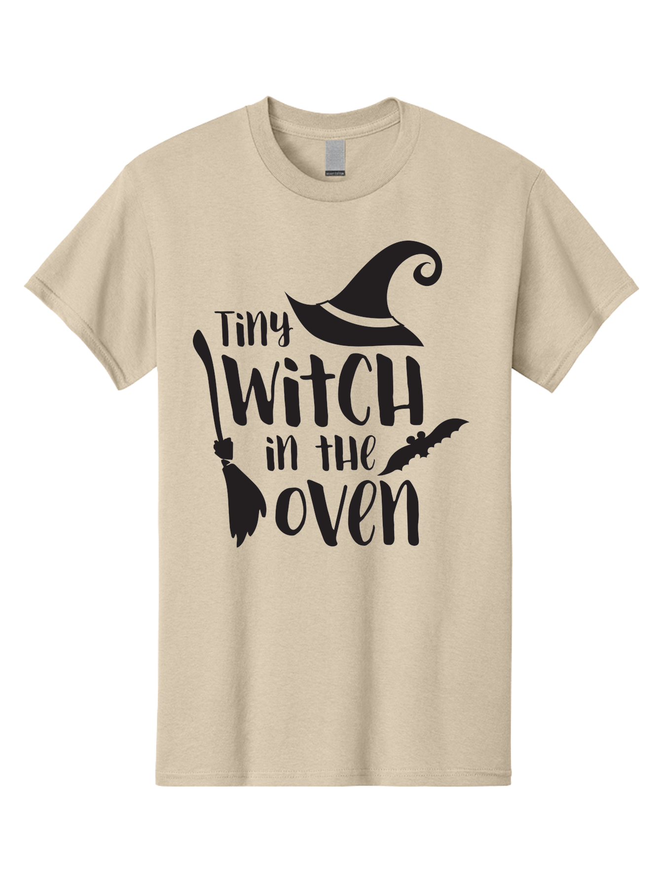 Tiny-Witch-In-The-Oven Men'S Graphic Tee, 100% Cotton, Comfortable Casual Summer Wear, Machine Washable, Halloween Quote, Funny Pregnancy Announcement, Tiny Witch, Broomstick, Witch Hat, Bats, Pregnancy Reveal, Halloween Pregnancy, Aad258