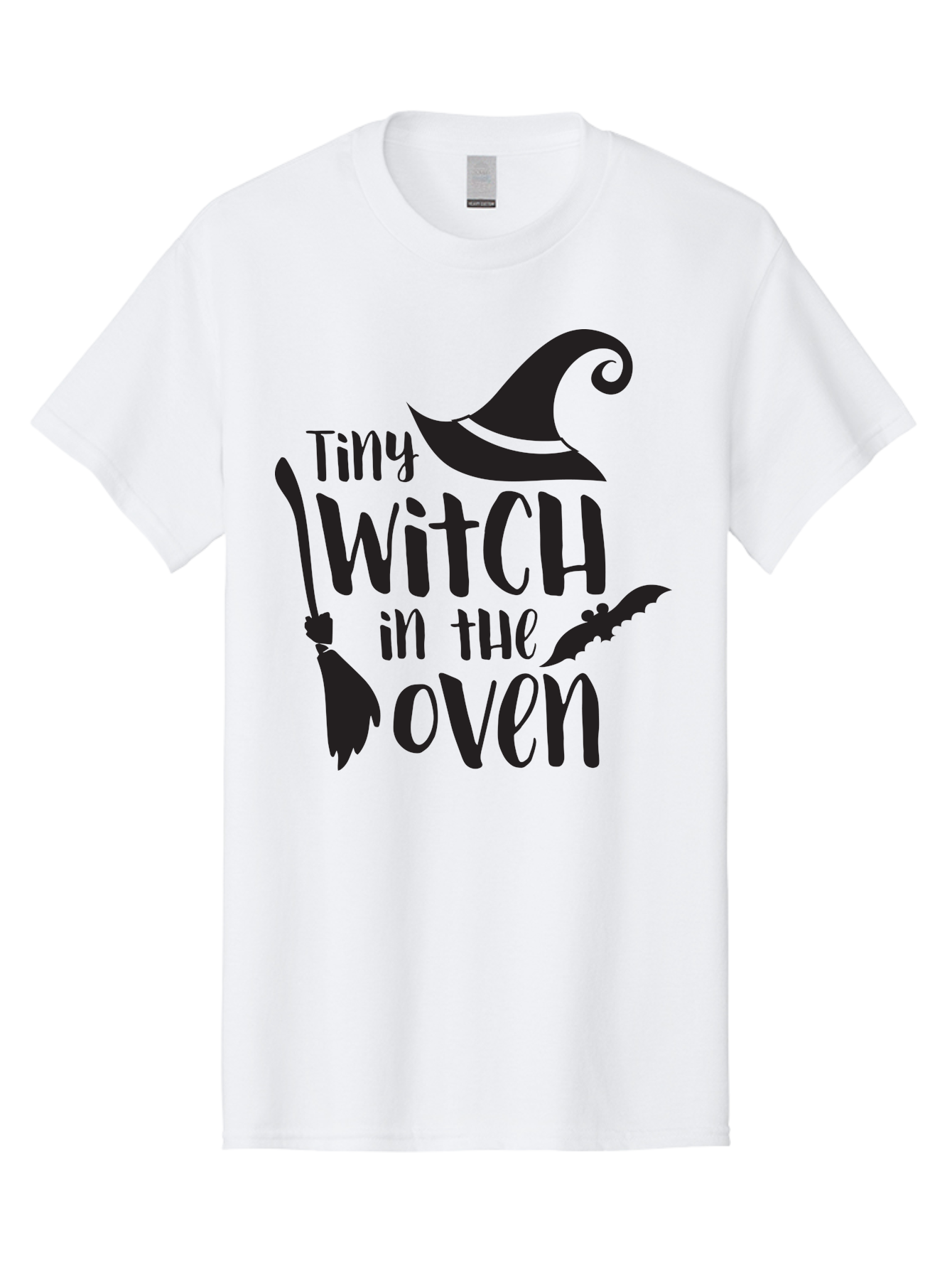 Tiny-Witch-In-The-Oven Men'S Graphic Tee, 100% Cotton, Comfortable Casual Summer Wear, Machine Washable, Halloween Quote, Funny Pregnancy Announcement, Tiny Witch, Broomstick, Witch Hat, Bats, Pregnancy Reveal, Halloween Pregnancy, Aad258