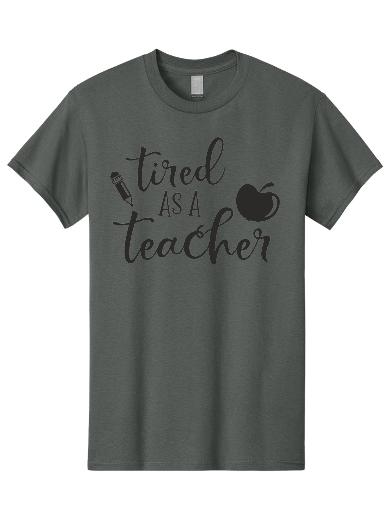 Tired-As-A-Teacher Men'S Graphic Tee, 100% Cotton, Comfortable Casual Summer Wear, Machine Washable, Tired As A Teacher, Teacher Quote, Funny Teacher Quote, Teacher Humor, Teacher Quotes, Apple, Pencil, Teacher Life Aad259