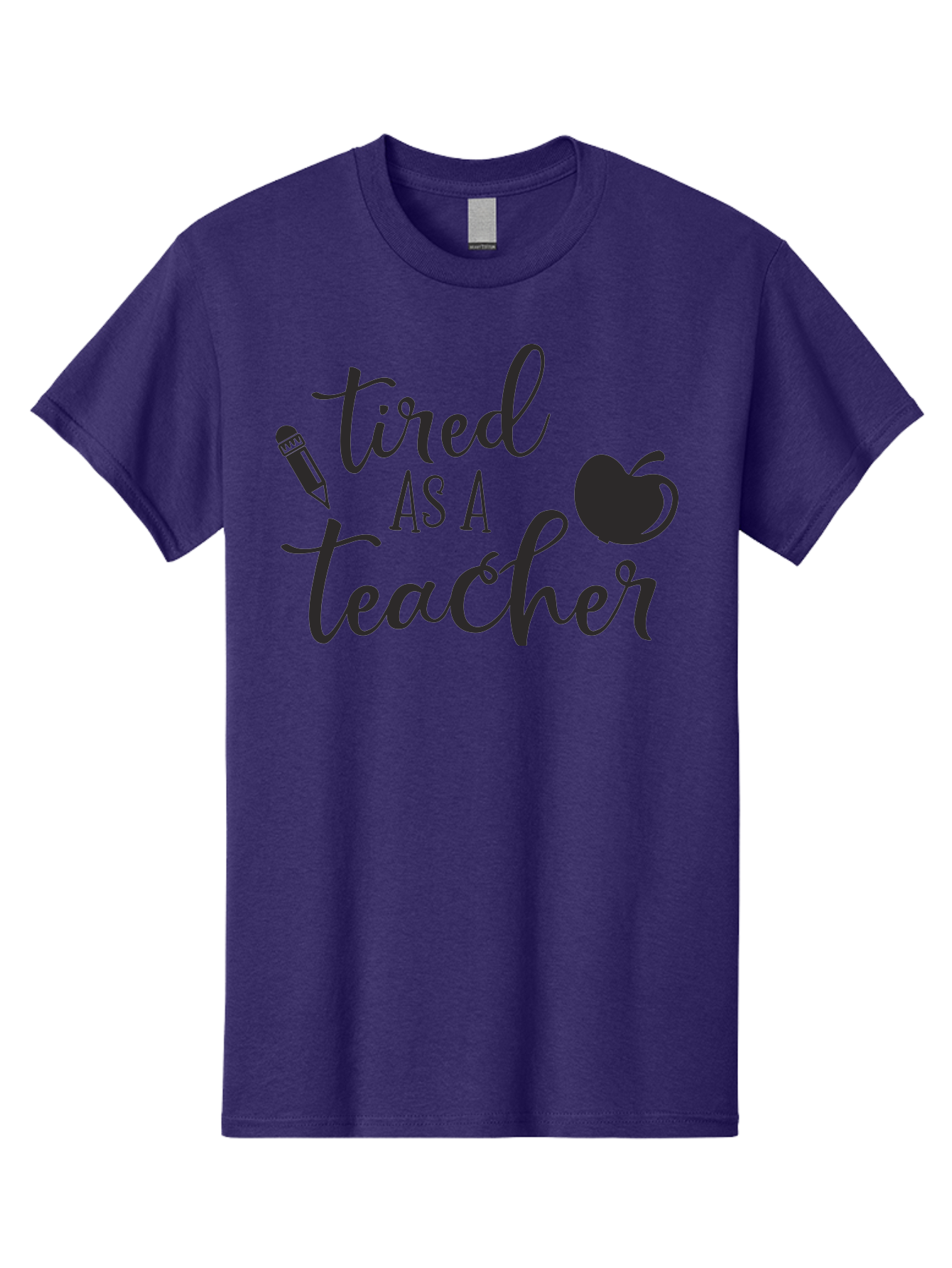 Tired-As-A-Teacher Men'S Graphic Tee, 100% Cotton, Comfortable Casual Summer Wear, Machine Washable, Tired As A Teacher, Teacher Quote, Funny Teacher Quote, Teacher Humor, Teacher Quotes, Apple, Pencil, Teacher Life Aad259