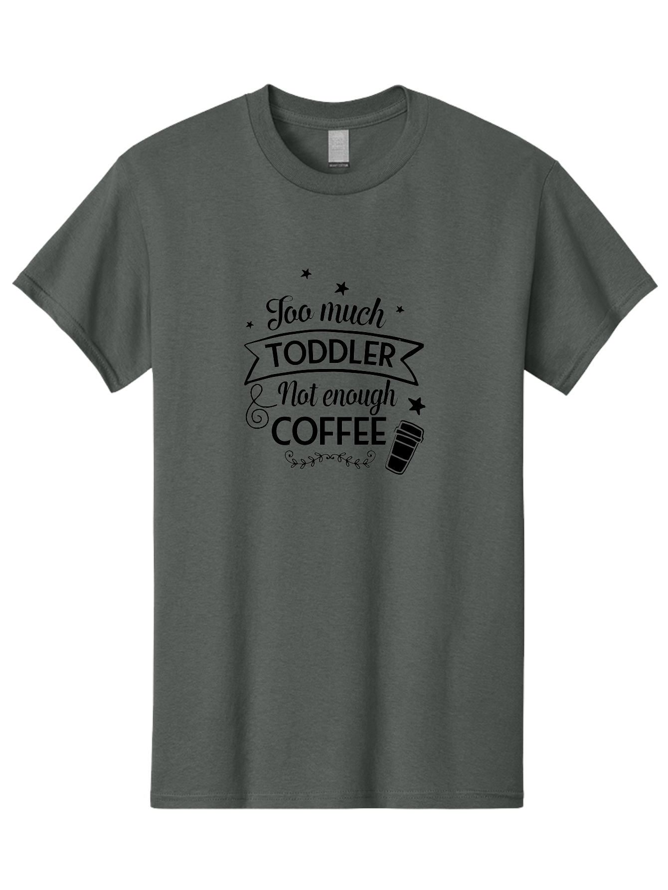 Too-Much-Toddler-Not-Enough-Coffee Men'S Graphic Tee, 100% Cotton, Comfortable Casual Summer Wear, Machine Washable, Funny Quote, Parenting Humor, Coffee Lover, Toddler Life, Mom Quote, Coffee Cup, Playful Design, Parenting Struggles, Aad267