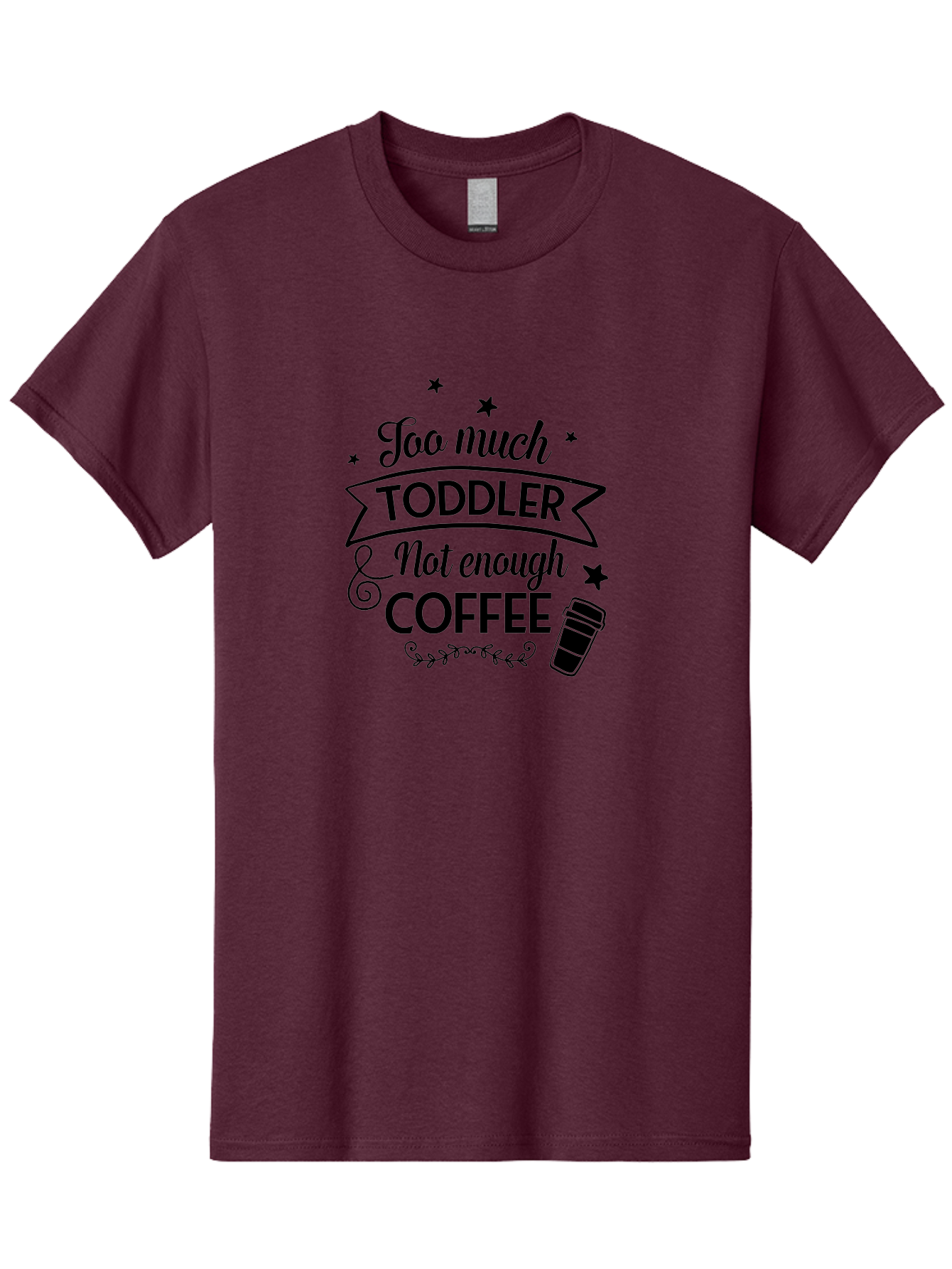 Too-Much-Toddler-Not-Enough-Coffee Men'S Graphic Tee, 100% Cotton, Comfortable Casual Summer Wear, Machine Washable, Funny Quote, Parenting Humor, Coffee Lover, Toddler Life, Mom Quote, Coffee Cup, Playful Design, Parenting Struggles, Aad267