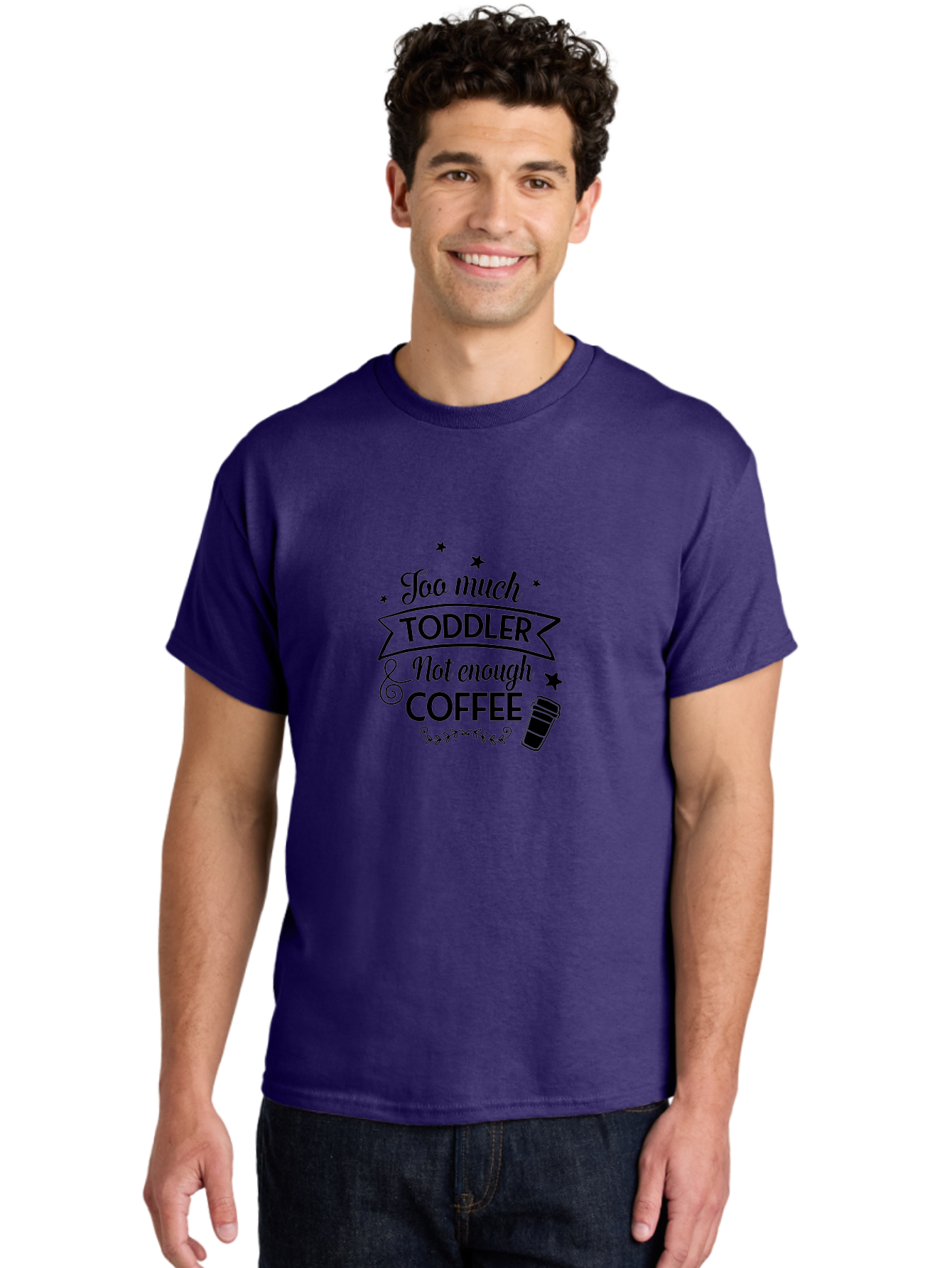 Too-Much-Toddler-Not-Enough-Coffee Men'S Graphic Tee, 100% Cotton, Comfortable Casual Summer Wear, Machine Washable, Funny Quote, Parenting Humor, Coffee Lover, Toddler Life, Mom Quote, Coffee Cup, Playful Design, Parenting Struggles, Aad267