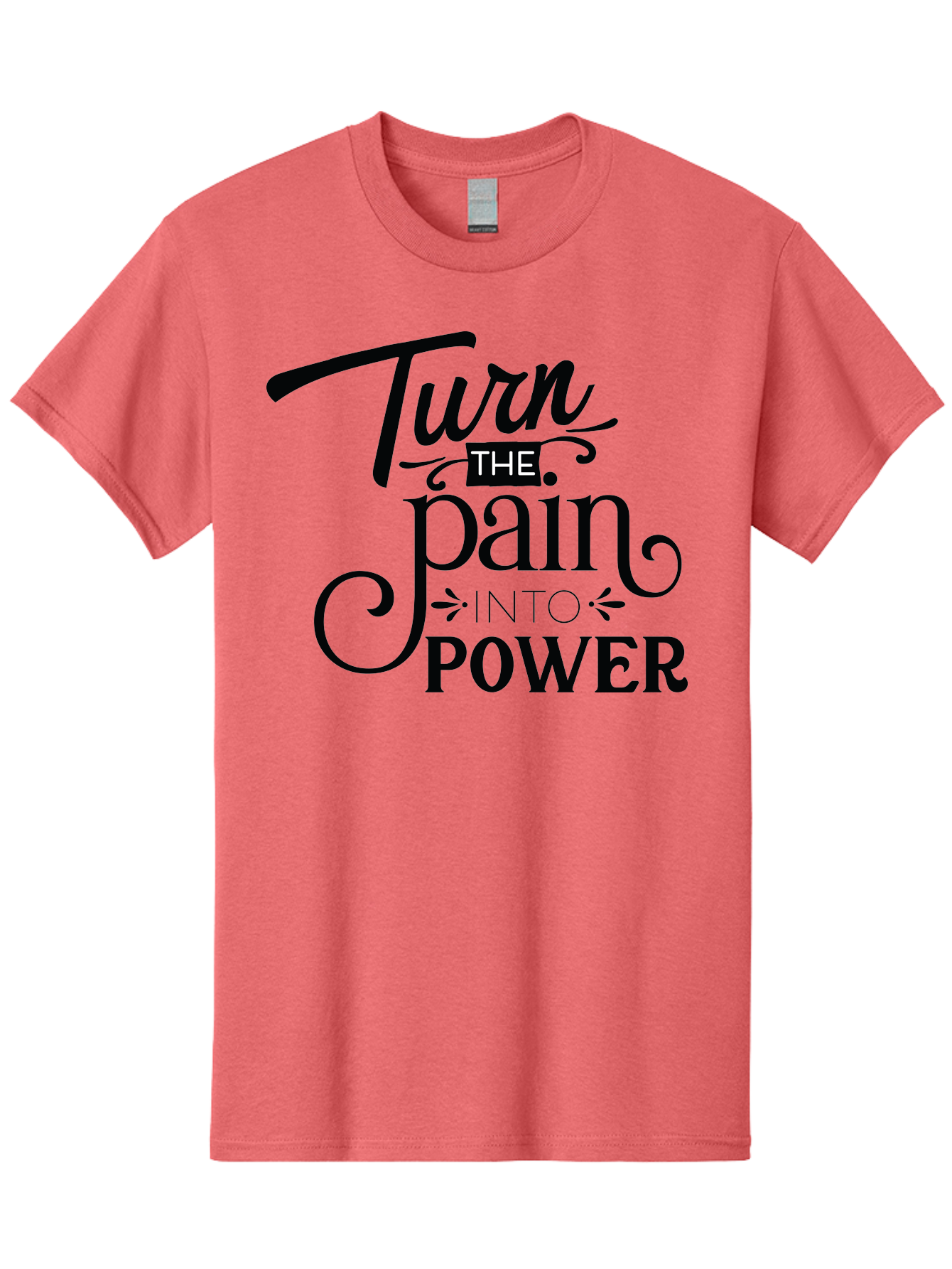 Turn-The-Pain-Into-Power Men'S Graphic Tee, 100% Cotton, Comfortable Casual Summer Wear, Machine Washable, Motivational Quote, Inspirational Phrase, Overcoming Adversity, Inner Strength, Personal Growth, Empowerment, Mental Toughness, Aad274