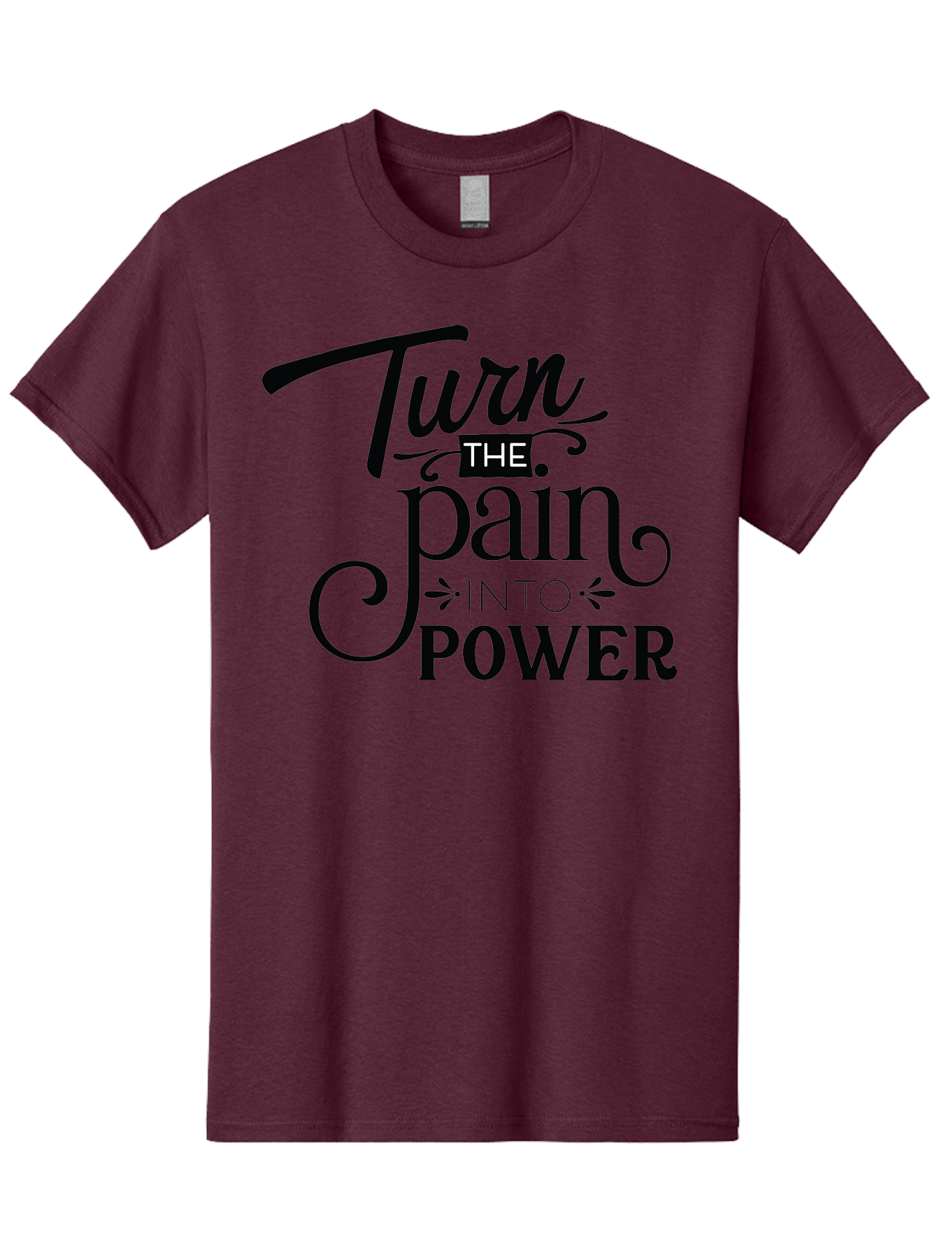 Turn-The-Pain-Into-Power Men'S Graphic Tee, 100% Cotton, Comfortable Casual Summer Wear, Machine Washable, Motivational Quote, Inspirational Phrase, Overcoming Adversity, Inner Strength, Personal Growth, Empowerment, Mental Toughness, Aad274