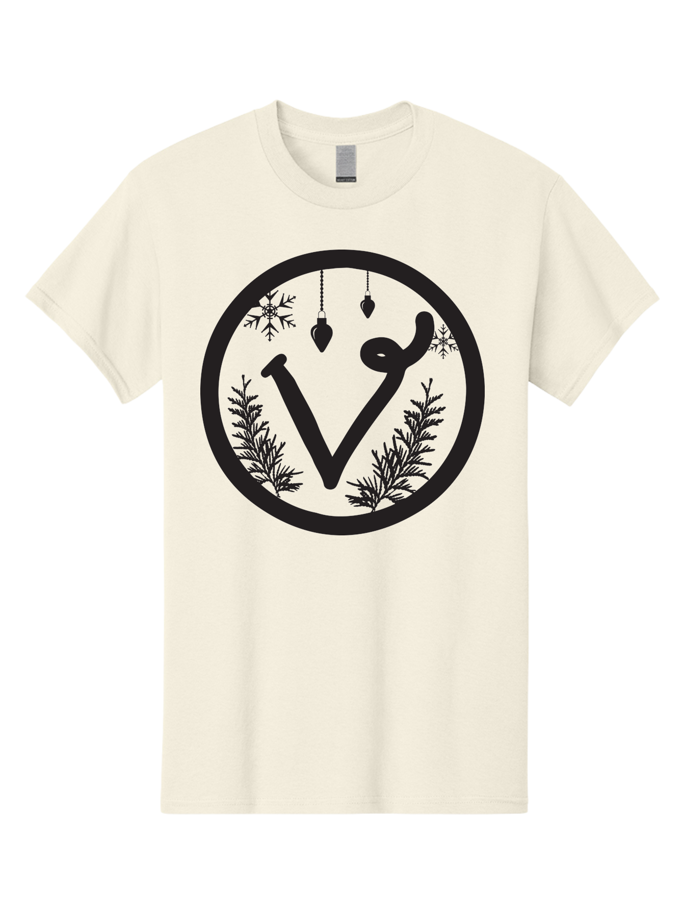V-Rune-Symbol Men'S Graphic Tee, 100% Cotton, Comfortable Casual Summer Wear, Machine Washable, V Rune Symbol, Norse Mythology, Ancient Runes, Mystical Symbols, Winter Solstice, Snowflakes, Hanging Ornaments, Fir Branches, Mysticism, Aad279