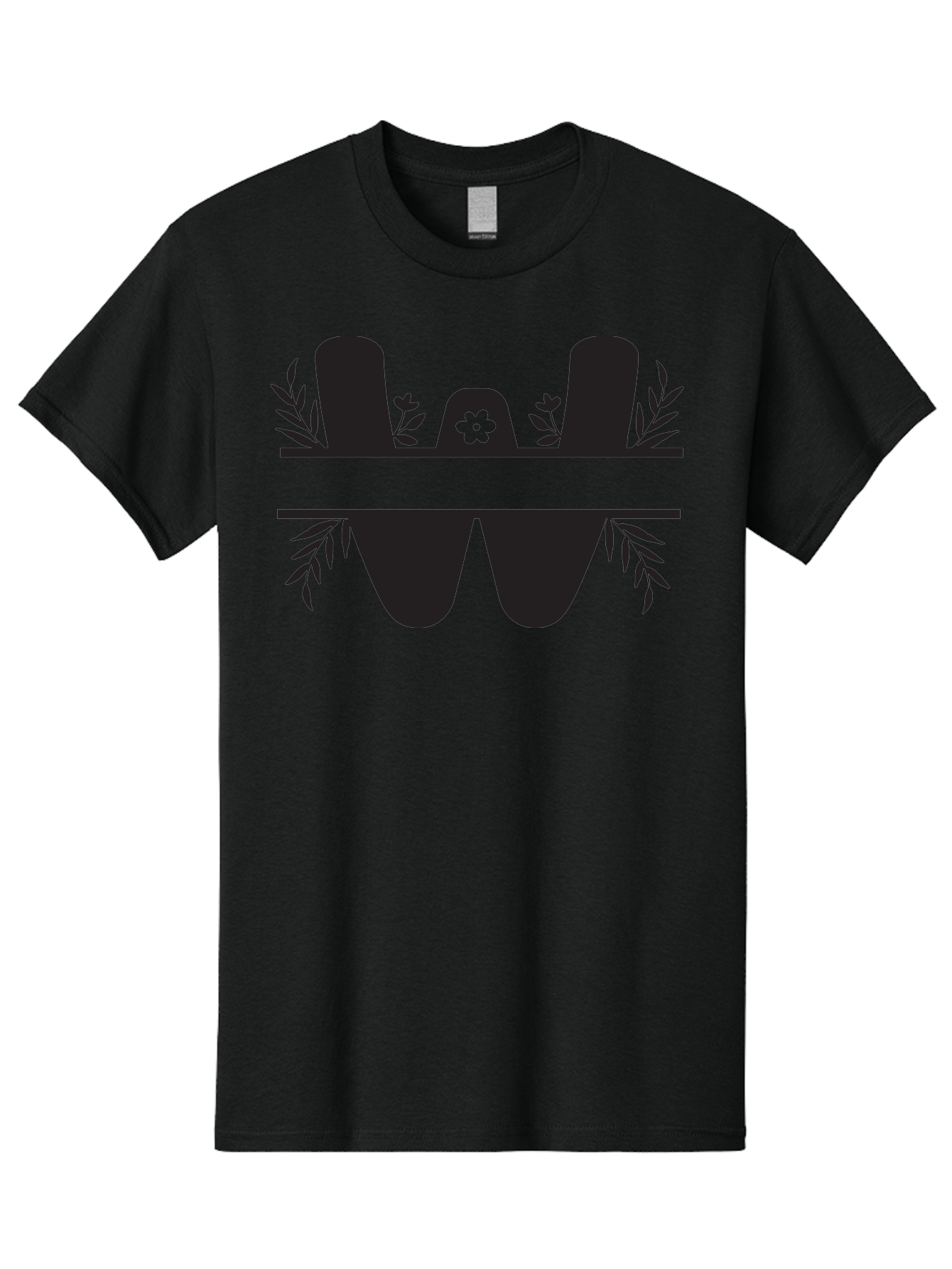W-Logo Men'S Graphic Tee, 100% Cotton, Comfortable Casual Summer Wear, Machine Washable, Stylized Letter W, Floral Motifs, Minimalist Design, Black Silhouette, Leafy Pattern, Four-Leaf Clover Aad283