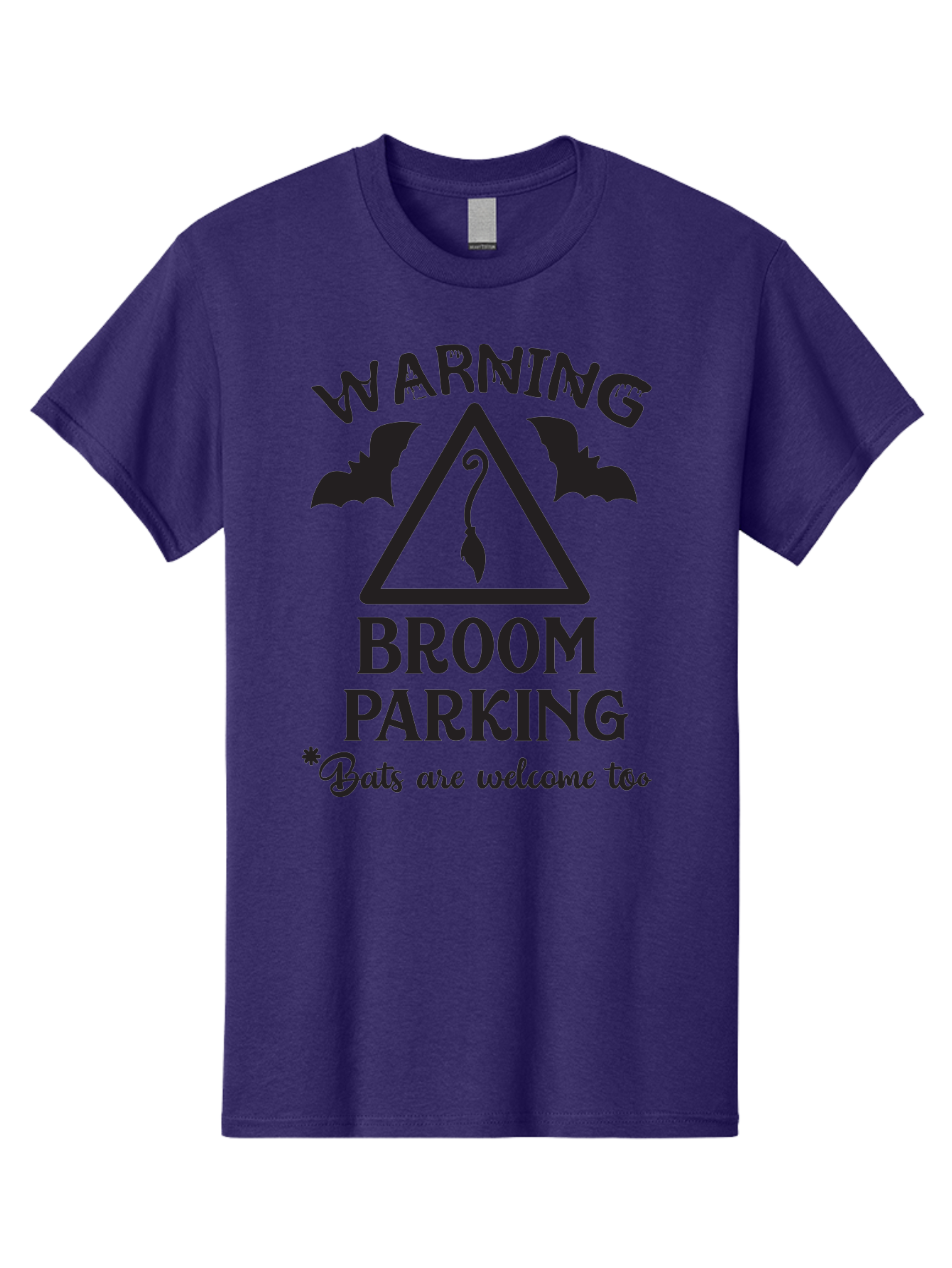 Warning-Broom-Parking Men'S Graphic Tee, 100% Cotton, Comfortable Casual Summer Wear, Machine Washable, Halloween Warning Sign, Broom Parking, Bats Are Welcome, Spooky Decor, Witchy Vibes, Halloween Decorations, Funny Halloween Signs Aad286
