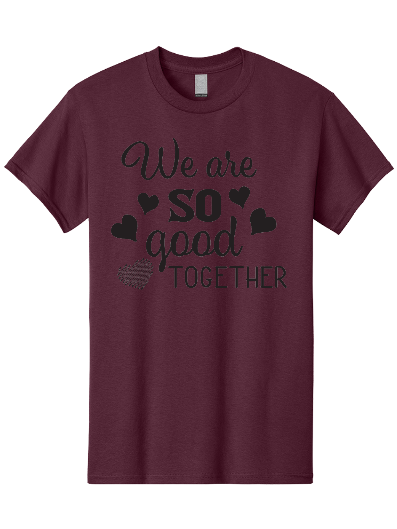 We-Are-So-Good-Together Men'S Graphic Tee, 100% Cotton, Comfortable Casual Summer Wear, Machine Washable, Love Quote, Couple Goals, Hearts, Positive Affirmation, Relationship Quote, Black Typography, Heartfelt Message, Together Forever Aad290