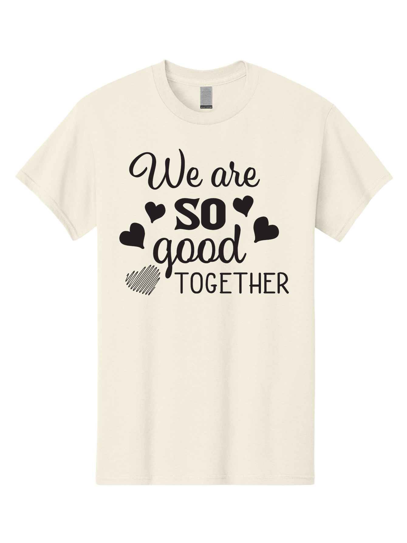 We-Are-So-Good-Together Men'S Graphic Tee, 100% Cotton, Comfortable Casual Summer Wear, Machine Washable, Love Quote, Couple Goals, Hearts, Positive Affirmation, Relationship Quote, Black Typography, Heartfelt Message, Together Forever Aad290