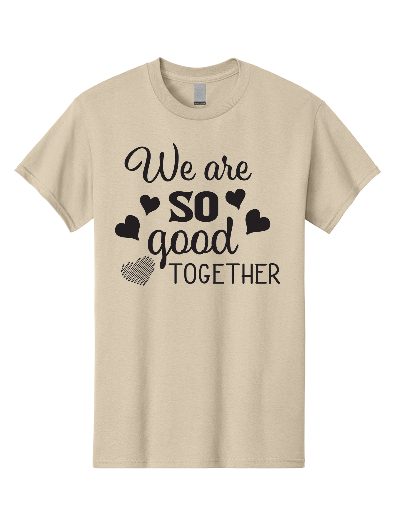We-Are-So-Good-Together Men'S Graphic Tee, 100% Cotton, Comfortable Casual Summer Wear, Machine Washable, Love Quote, Couple Goals, Hearts, Positive Affirmation, Relationship Quote, Black Typography, Heartfelt Message, Together Forever Aad290