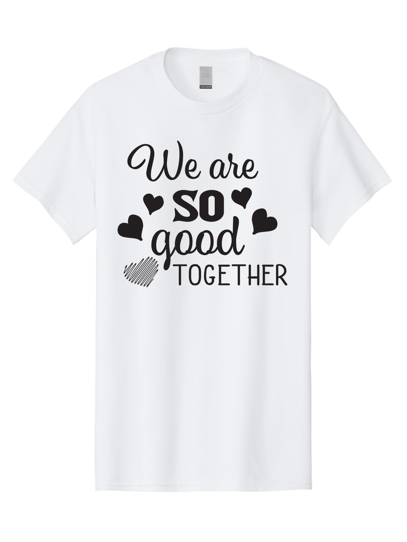 We-Are-So-Good-Together Men'S Graphic Tee, 100% Cotton, Comfortable Casual Summer Wear, Machine Washable, Love Quote, Couple Goals, Hearts, Positive Affirmation, Relationship Quote, Black Typography, Heartfelt Message, Together Forever Aad290