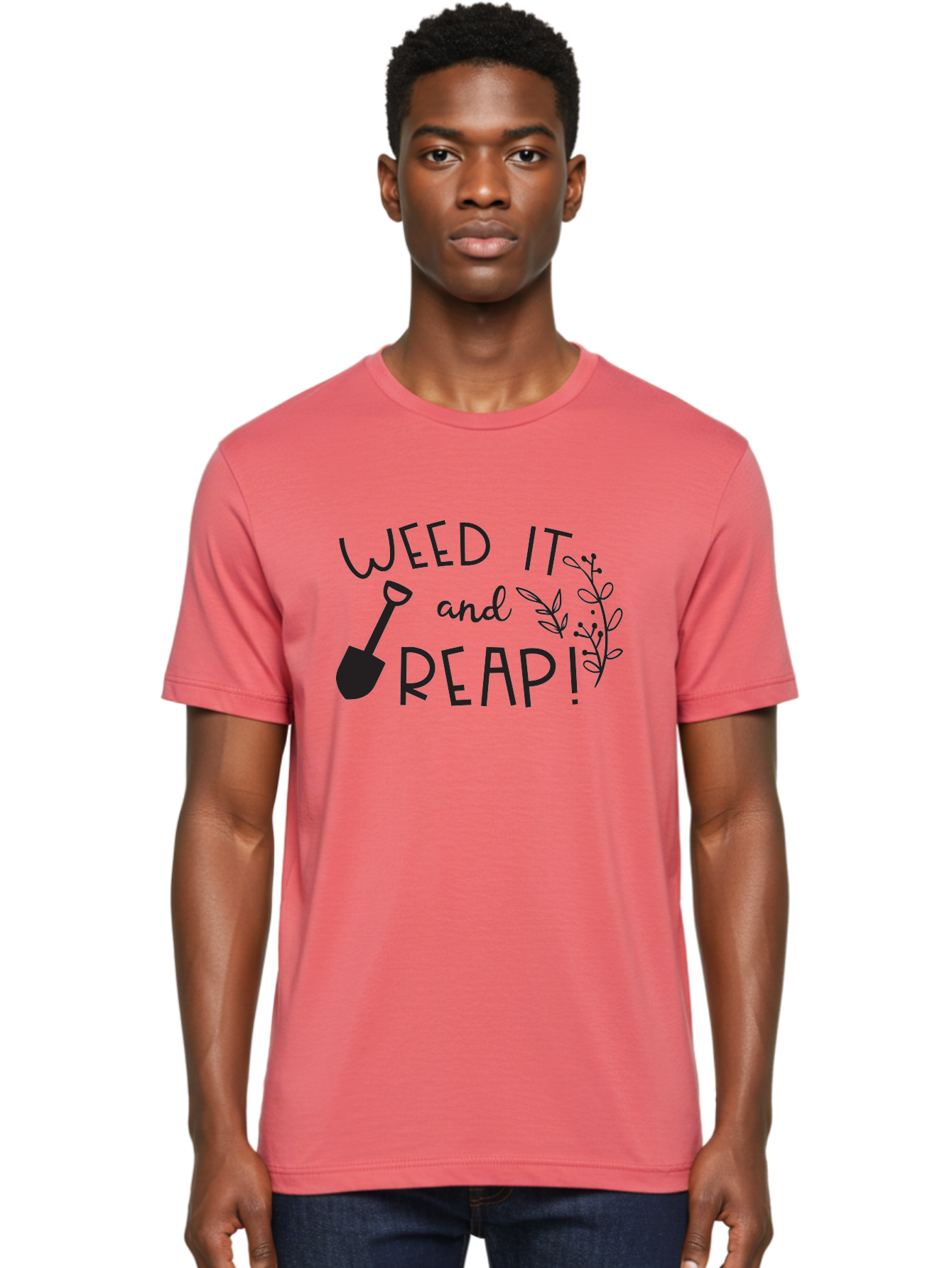 Weed-It-And-Reap Men'S Graphic Tee, 100% Cotton, Comfortable Casual Summer Wear, Machine Washable, Gardening Humor, Weed It And Reap, Funny Gardening Quote, Garden Inspiration, Shovel Illustration, Plant Design, Gardening Puns, Yard Work, Aad294