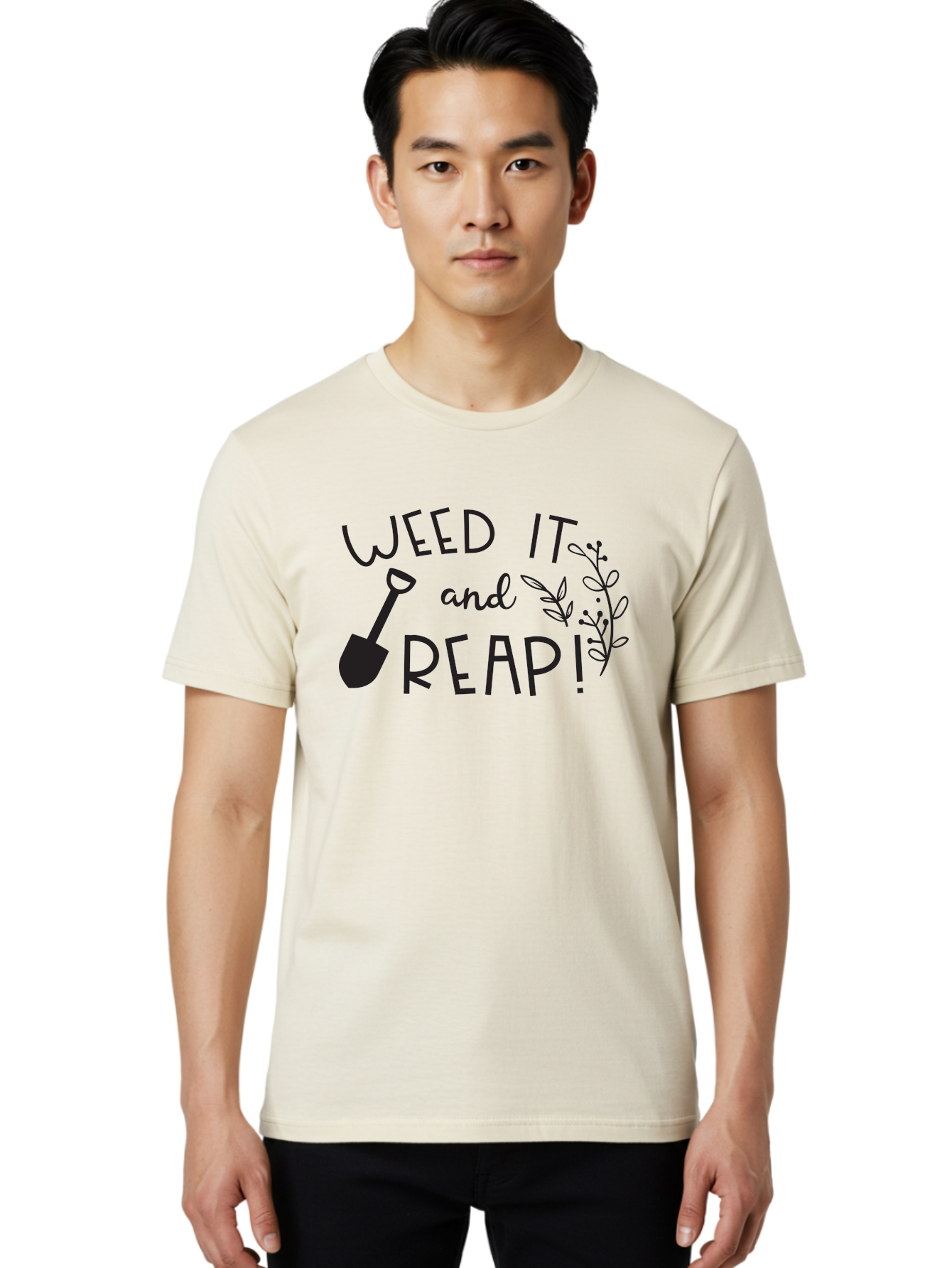 Weed-It-And-Reap Men'S Graphic Tee, 100% Cotton, Comfortable Casual Summer Wear, Machine Washable, Gardening Humor, Weed It And Reap, Funny Gardening Quote, Garden Inspiration, Shovel Illustration, Plant Design, Gardening Puns, Yard Work, Aad294