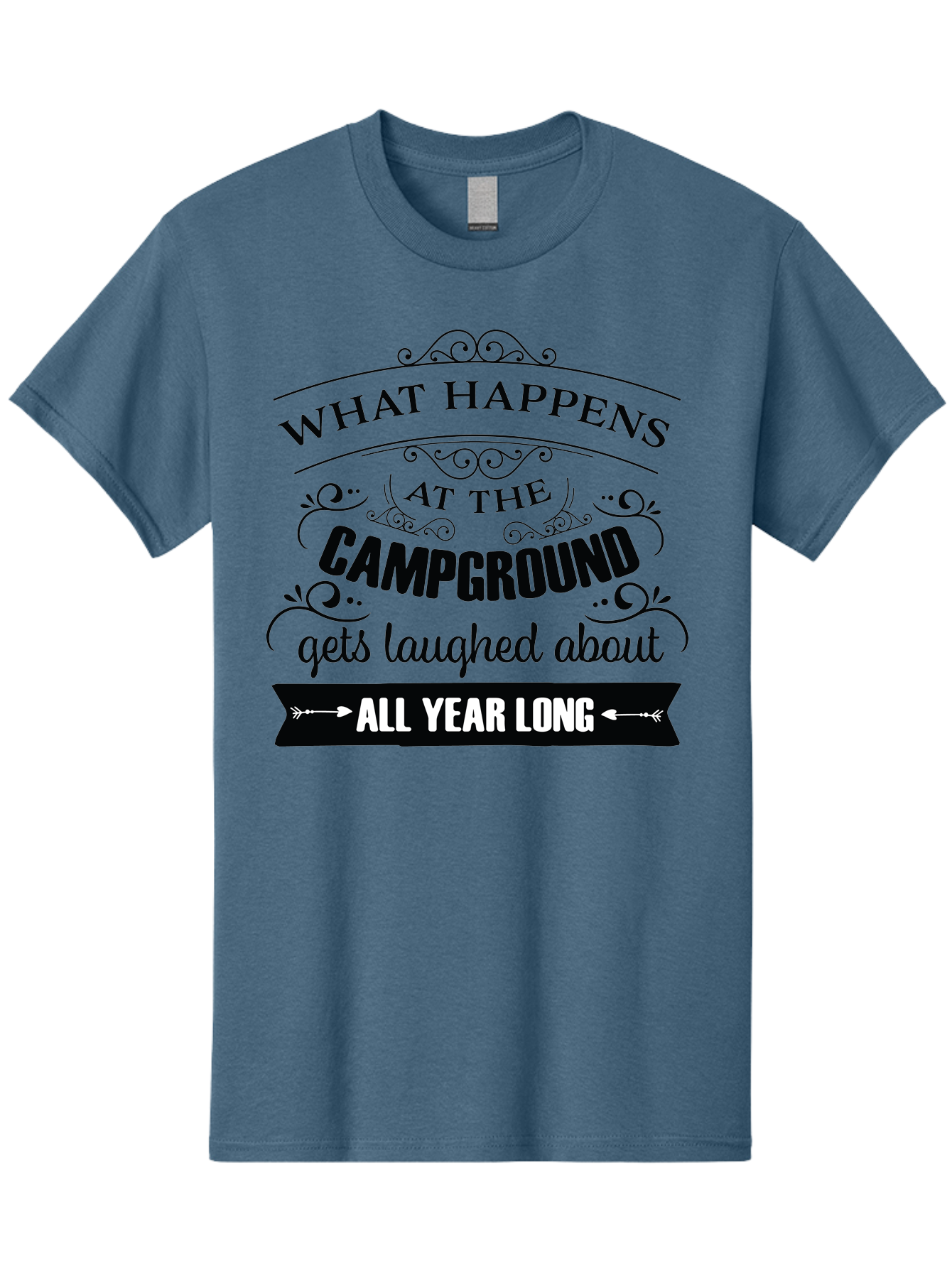 What-Happens-At-The-Campground Men'S Graphic Tee, 100% Cotton, Comfortable Casual Summer Wear, Machine Washable, Camping Funny, Humor Quotes, Outdoorsy Vibe, Camping Adventures, Outdoor Humor, Funny Sayings About Camping, Camping Jokes, Aad298
