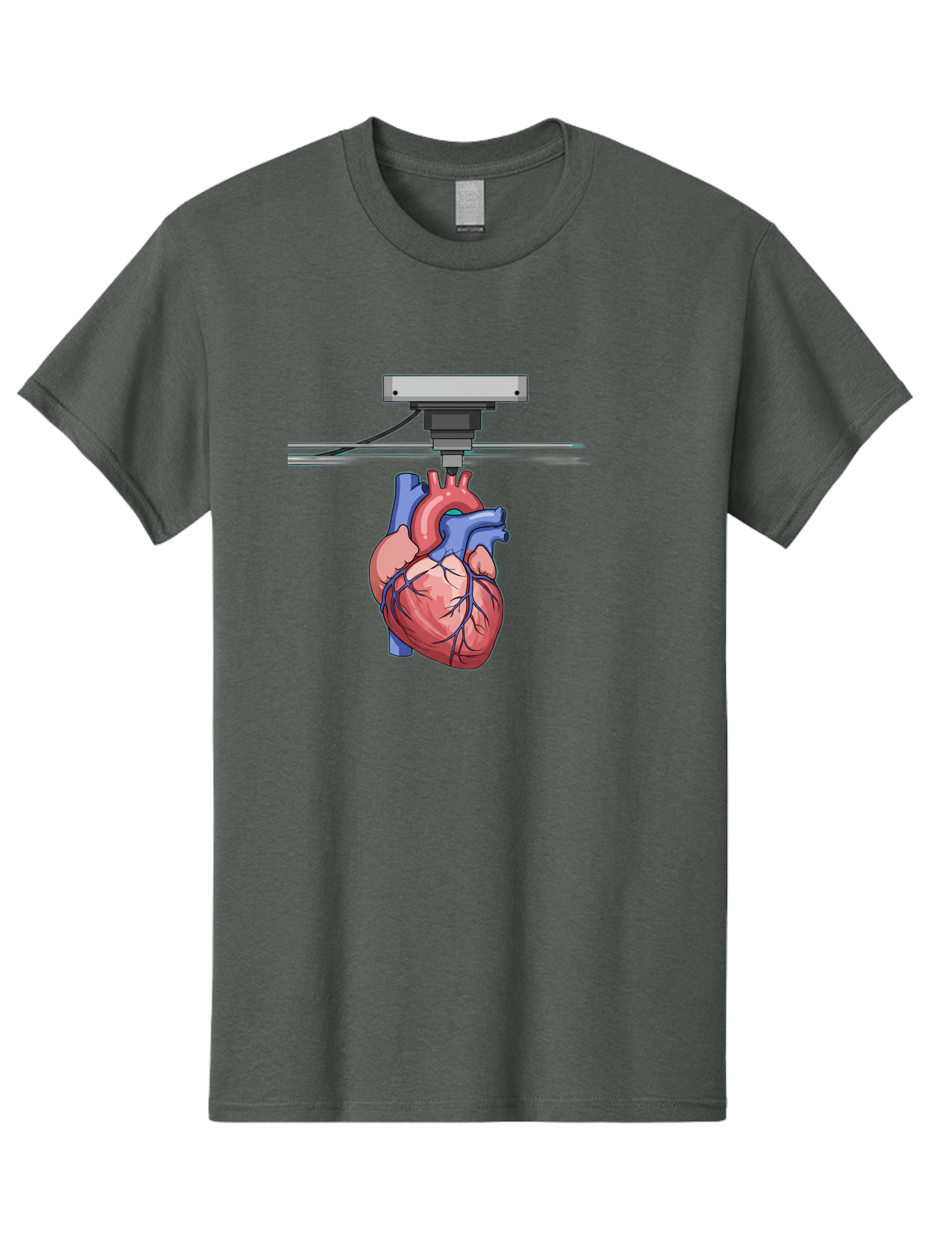 3D-Printed-Heart Men'S Graphic Tee, 100% Cotton, Comfortable Casual Summer Wear, Machine Washable, 3D Printing Human Heart, Medical Technology, Organ Printing, Biological Model, Cardiovascular System, Healthcare Innovation, Baa001