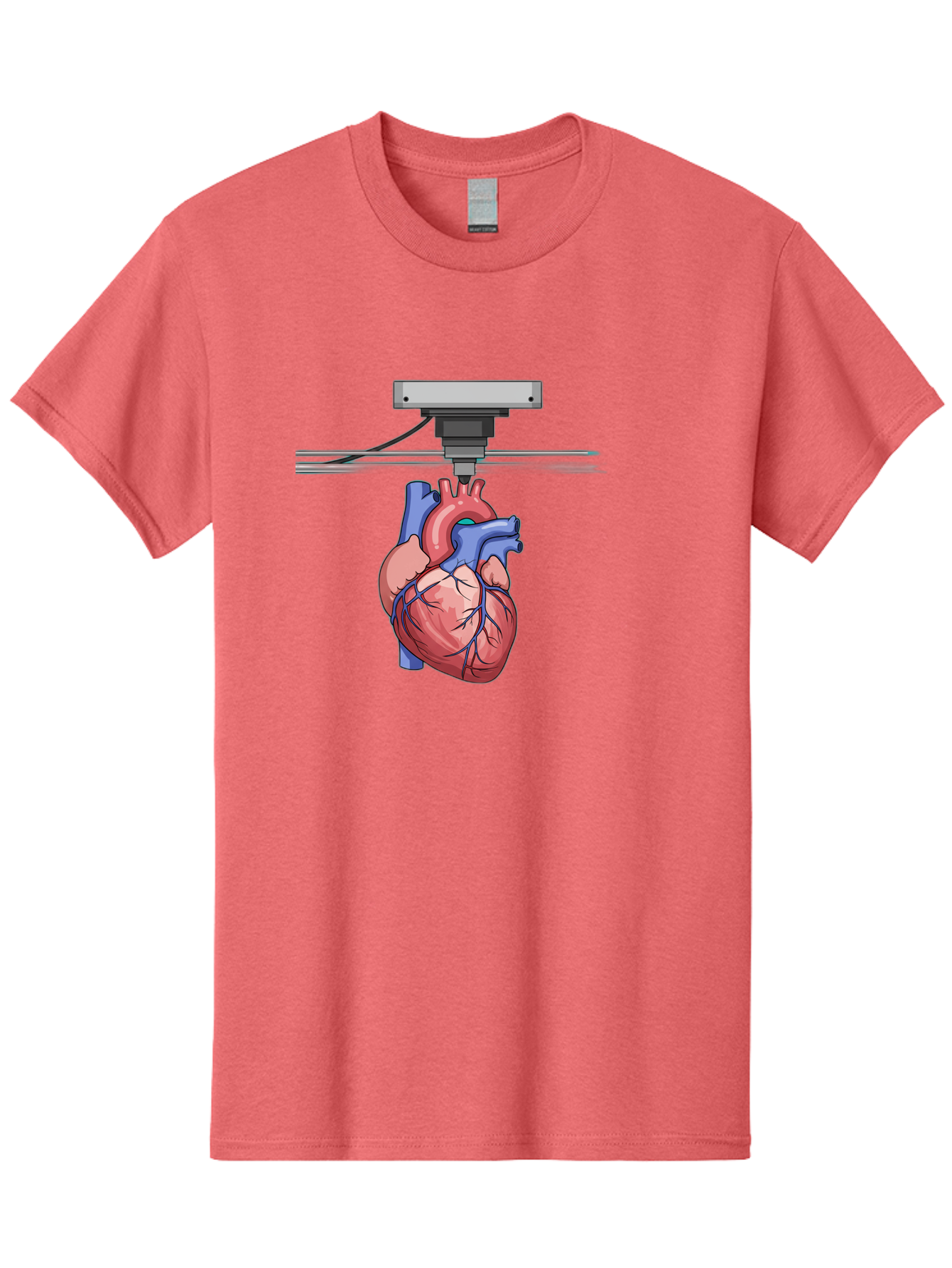 3D-Printed-Heart Men'S Graphic Tee, 100% Cotton, Comfortable Casual Summer Wear, Machine Washable, 3D Printing Human Heart, Medical Technology, Organ Printing, Biological Model, Cardiovascular System, Healthcare Innovation, Baa001