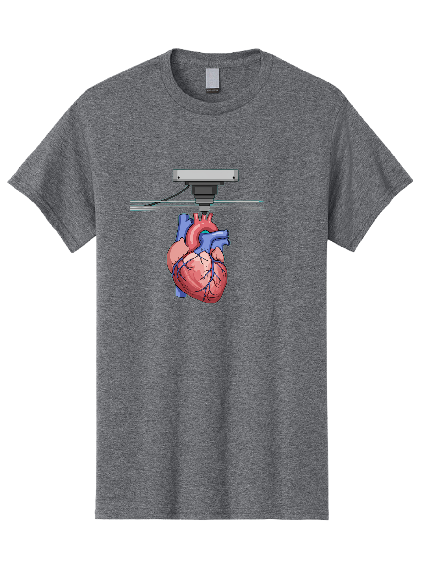 3D-Printed-Heart Men'S Graphic Tee, 100% Cotton, Comfortable Casual Summer Wear, Machine Washable, 3D Printing Human Heart, Medical Technology, Organ Printing, Biological Model, Cardiovascular System, Healthcare Innovation, Baa001