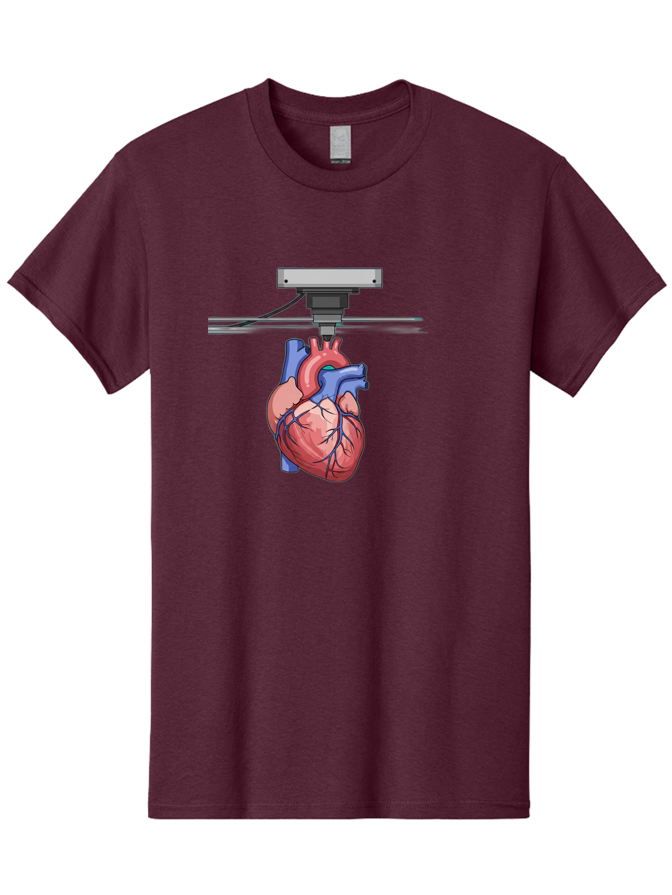 3D-Printed-Heart Men'S Graphic Tee, 100% Cotton, Comfortable Casual Summer Wear, Machine Washable, 3D Printing Human Heart, Medical Technology, Organ Printing, Biological Model, Cardiovascular System, Healthcare Innovation, Baa001