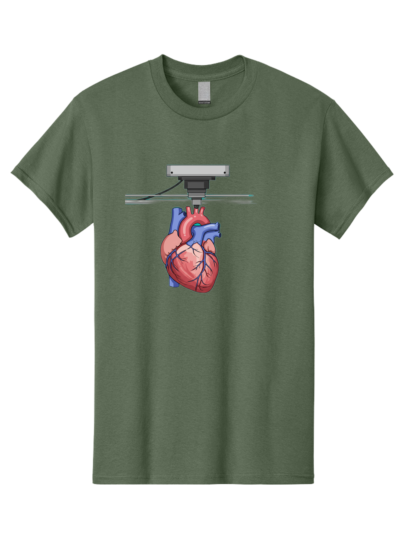 3D-Printed-Heart Men'S Graphic Tee, 100% Cotton, Comfortable Casual Summer Wear, Machine Washable, 3D Printing Human Heart, Medical Technology, Organ Printing, Biological Model, Cardiovascular System, Healthcare Innovation, Baa001