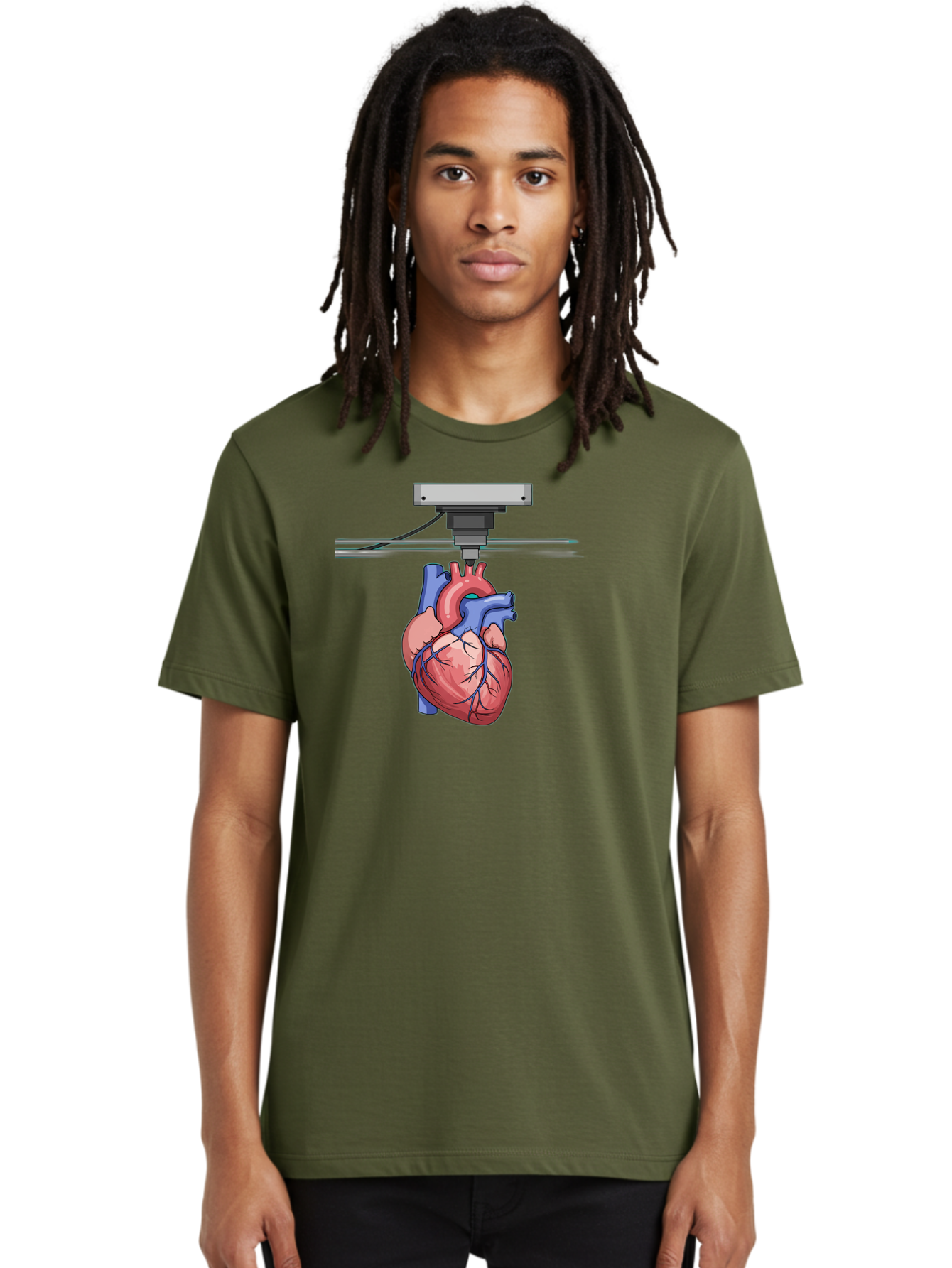 3D-Printed-Heart Men'S Graphic Tee, 100% Cotton, Comfortable Casual Summer Wear, Machine Washable, 3D Printing Human Heart, Medical Technology, Organ Printing, Biological Model, Cardiovascular System, Healthcare Innovation, Baa001
