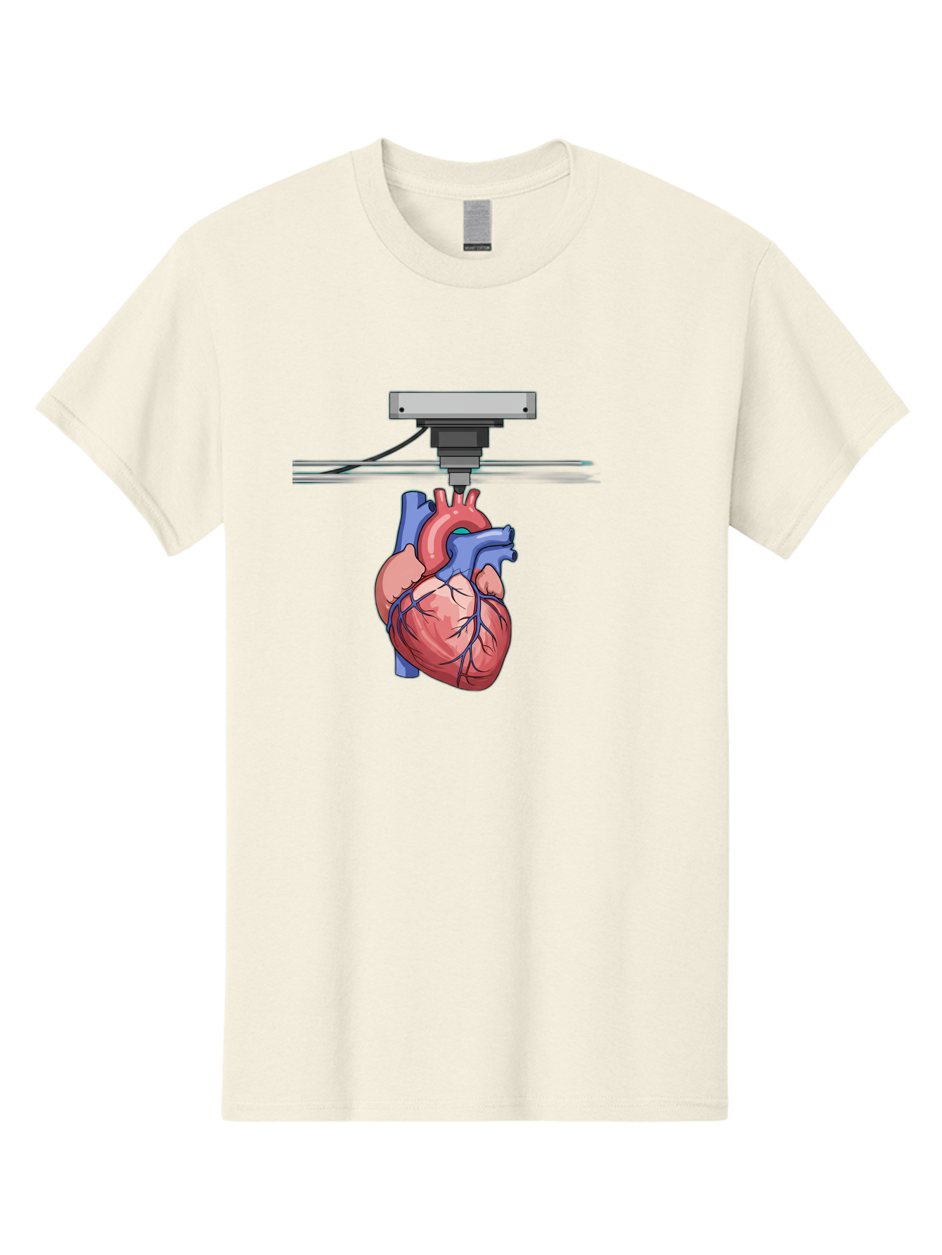 3D-Printed-Heart Men'S Graphic Tee, 100% Cotton, Comfortable Casual Summer Wear, Machine Washable, 3D Printing Human Heart, Medical Technology, Organ Printing, Biological Model, Cardiovascular System, Healthcare Innovation, Baa001
