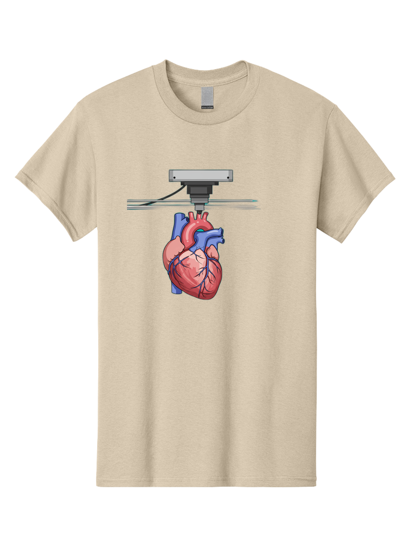 3D-Printed-Heart Men'S Graphic Tee, 100% Cotton, Comfortable Casual Summer Wear, Machine Washable, 3D Printing Human Heart, Medical Technology, Organ Printing, Biological Model, Cardiovascular System, Healthcare Innovation, Baa001