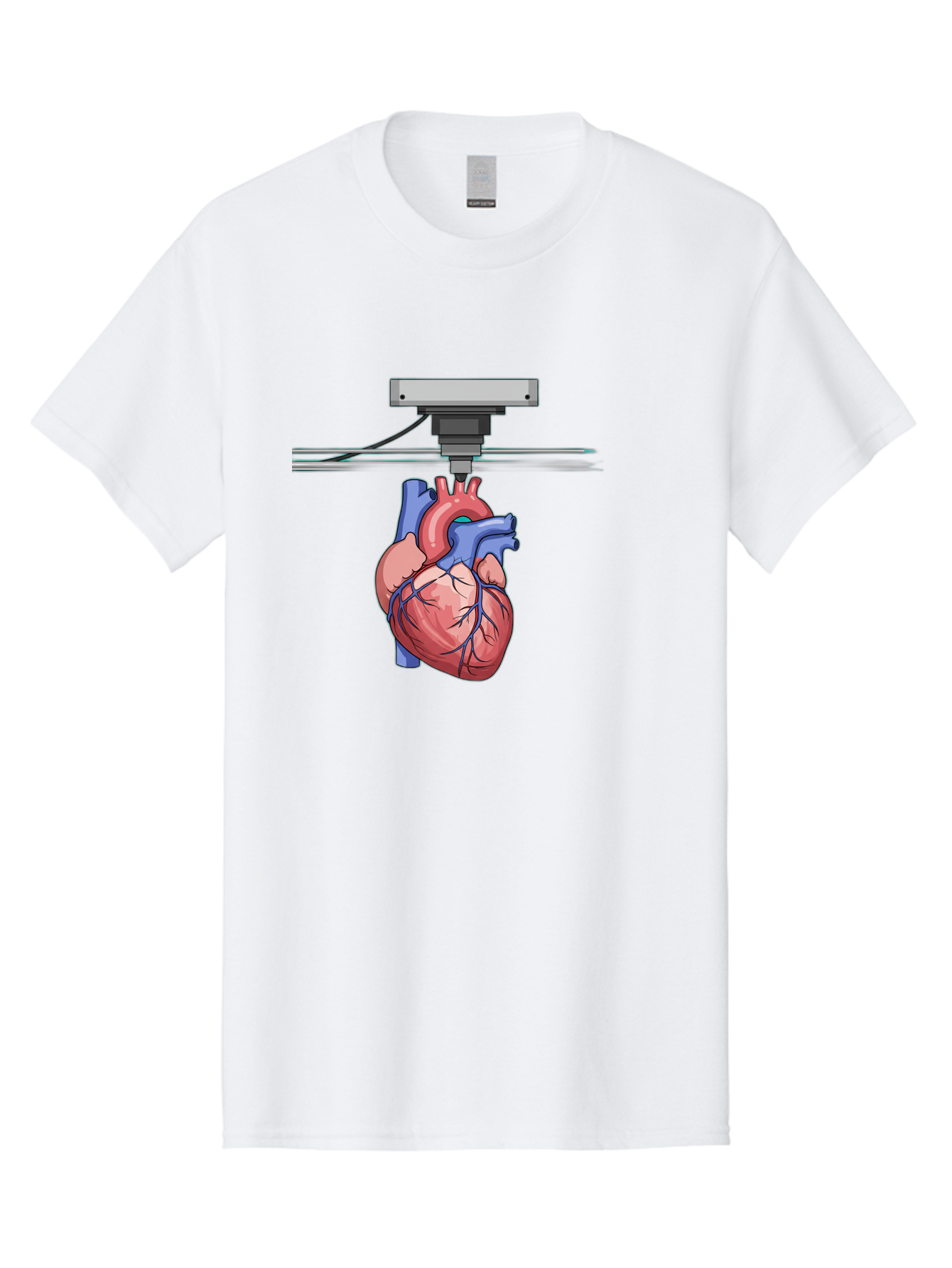 3D-Printed-Heart Men'S Graphic Tee, 100% Cotton, Comfortable Casual Summer Wear, Machine Washable, 3D Printing Human Heart, Medical Technology, Organ Printing, Biological Model, Cardiovascular System, Healthcare Innovation, Baa001